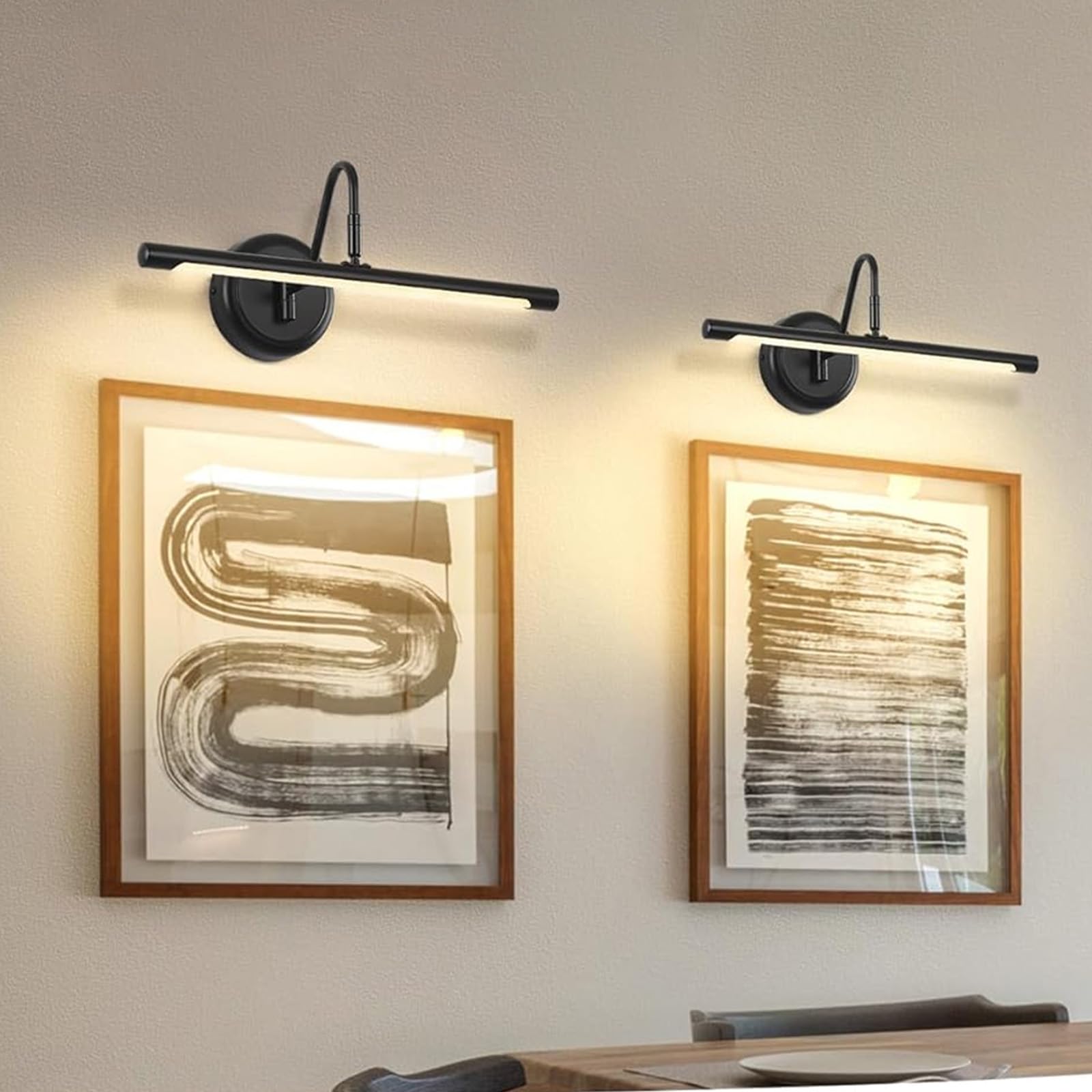 LED Spiegelleuchte Bad Wandleuchte 360° Drehung Einstellbarer Winkel Wandbeleuchtung Bildbeleuchtung Wandleuchten für Wohnzimmer Schlafzimmer Schminktisch Badezimmer (Schwarzes Weißes Licht,43cm)