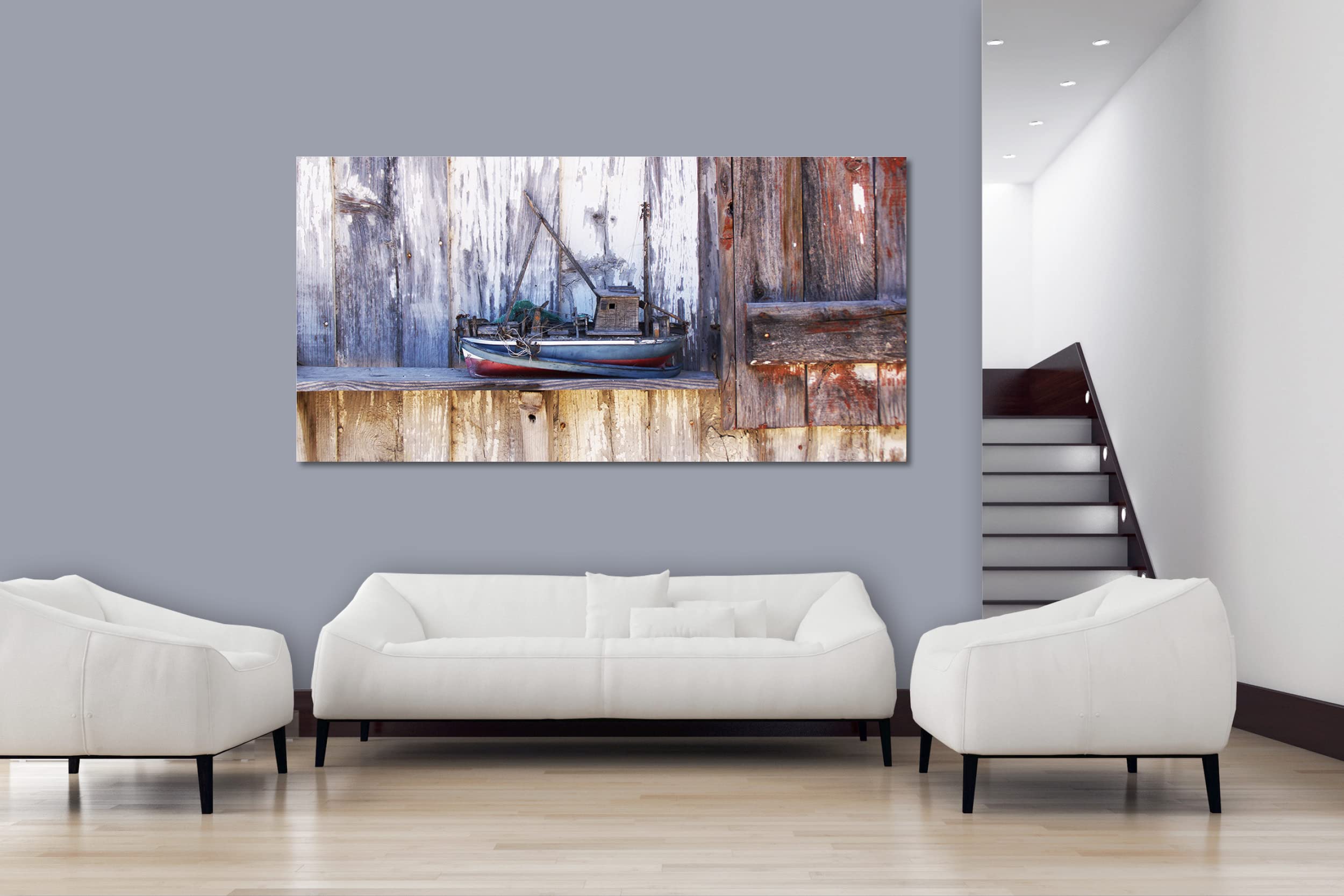 Glücksvilla - Fischerboot 1 (Acrylglas-Bild 5 mm, 80 x 40 cm) | div. Maße - aus DE - Kunstdruck Deko Wandbild quer - Frankreich Bretagne Insel Oléron Boote Schiff Hafen