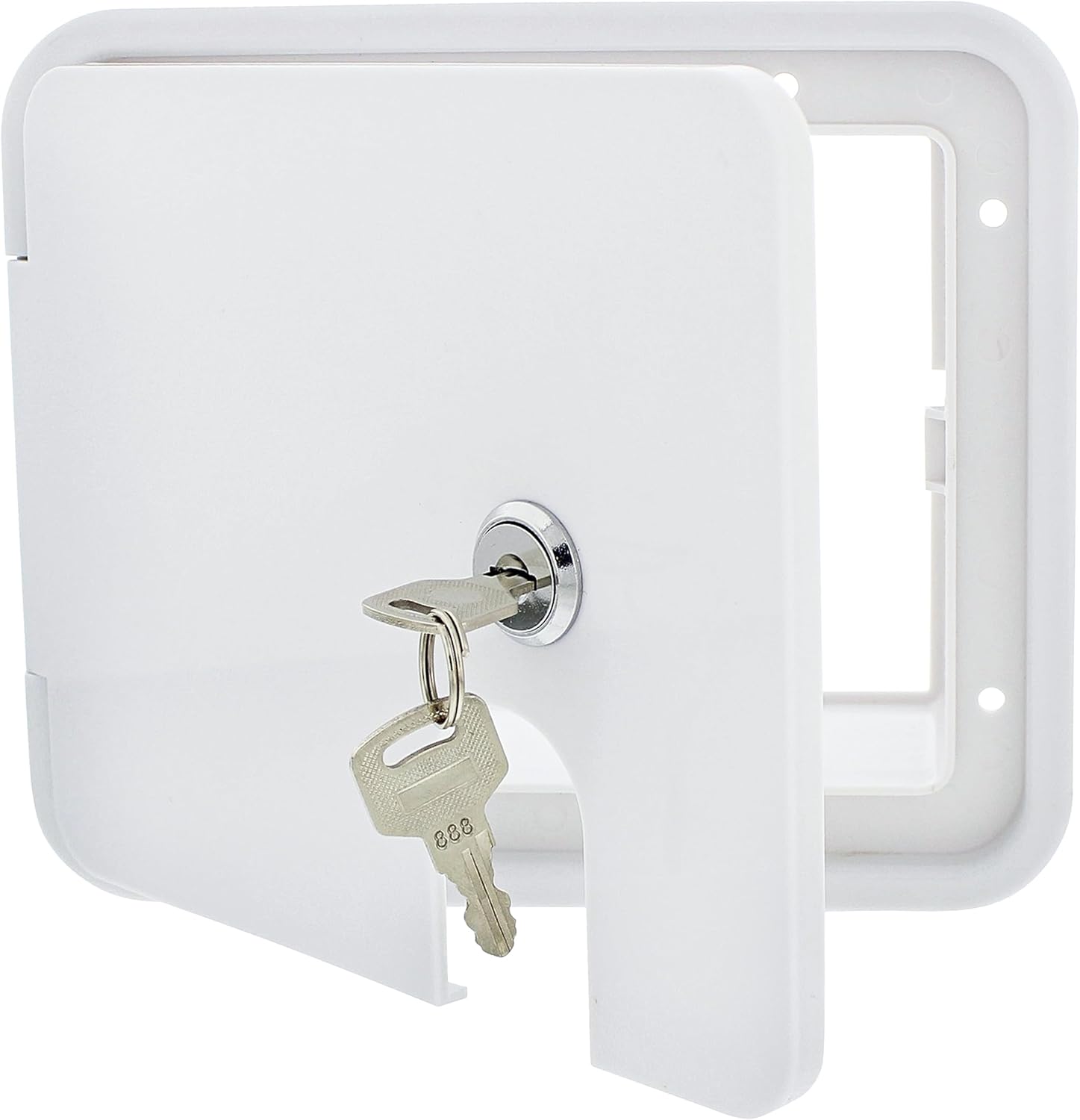Dumble Low Profile Electric Cable Hatch RV Electric Cord – White RV Camper Electric Cord Cover 7.5in x 6.5in Square