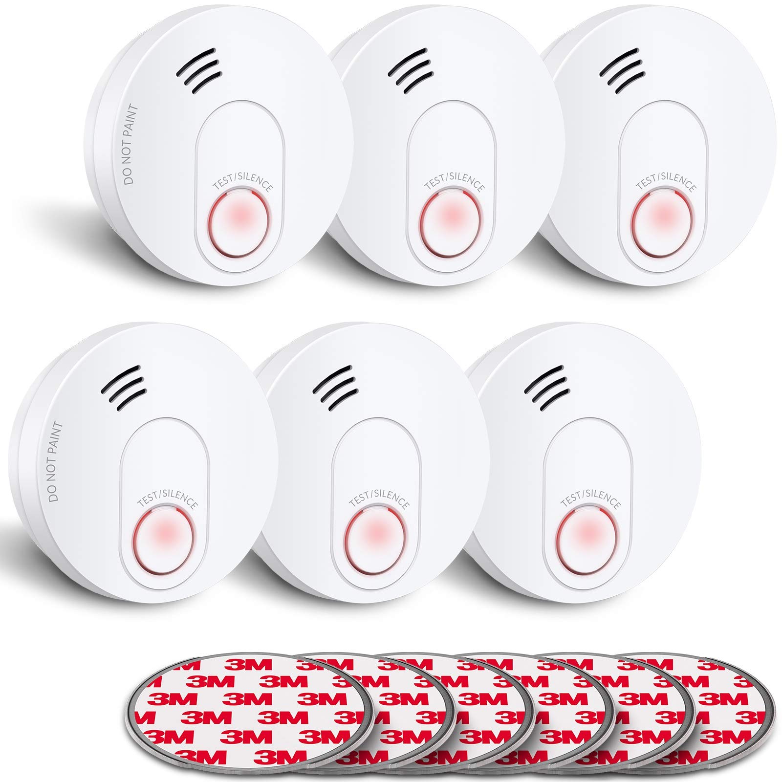 SITERWELL Smoke Detector, 10-Year Smoke Alarm with Photoelectric Sensor and Low Battery Warning, Fire Alarm with Built-in Battery and Fault Warning for Bedroom and House, UL Listed, GS526A, 6 Packs