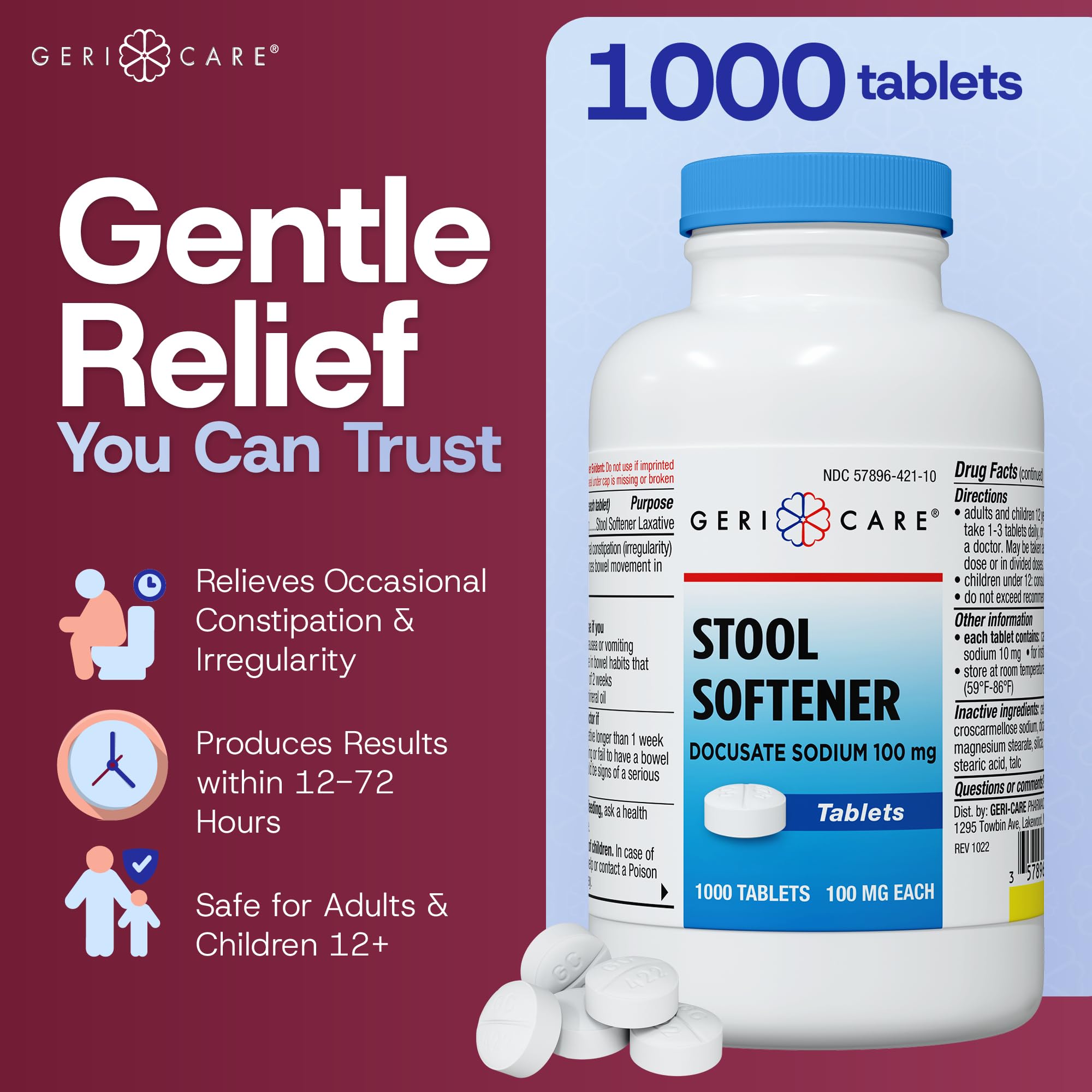 Amazon.com: GeriCare Docusate Sodium Stool Softeners | Compared to