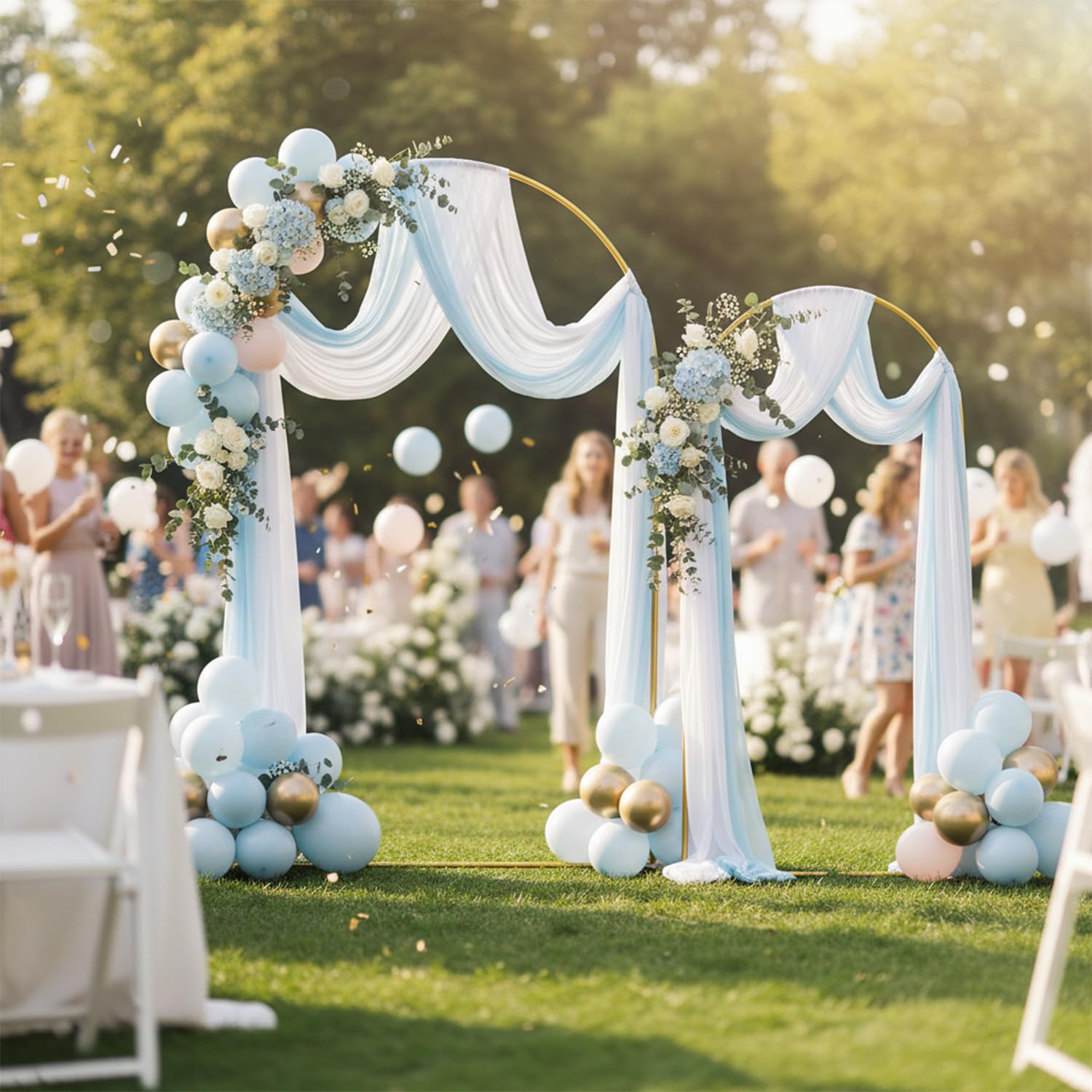 Acidea Lot de 2 supports pour arche de mariage, 2,2 m/1,8 m, cadre de fond avec clous de sol, sacs à eau pour fête d'anniversaire, fête prénatale, décoration de fête
