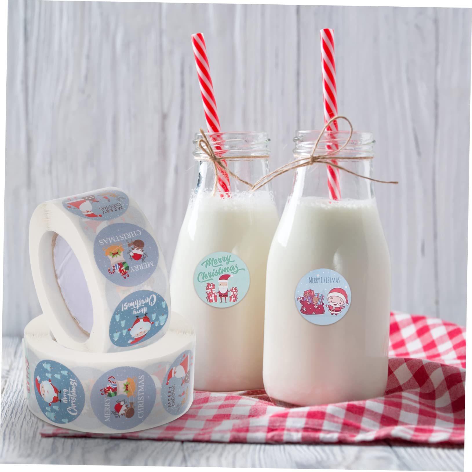 Tofficu 6rotoli Adesivi Natalizi Autoadesivi Sticker Per Decorare Biglietti Buste e Regali Tematica Festiva Per Natale Etichette Per Regali e Cartoline Di Auguri