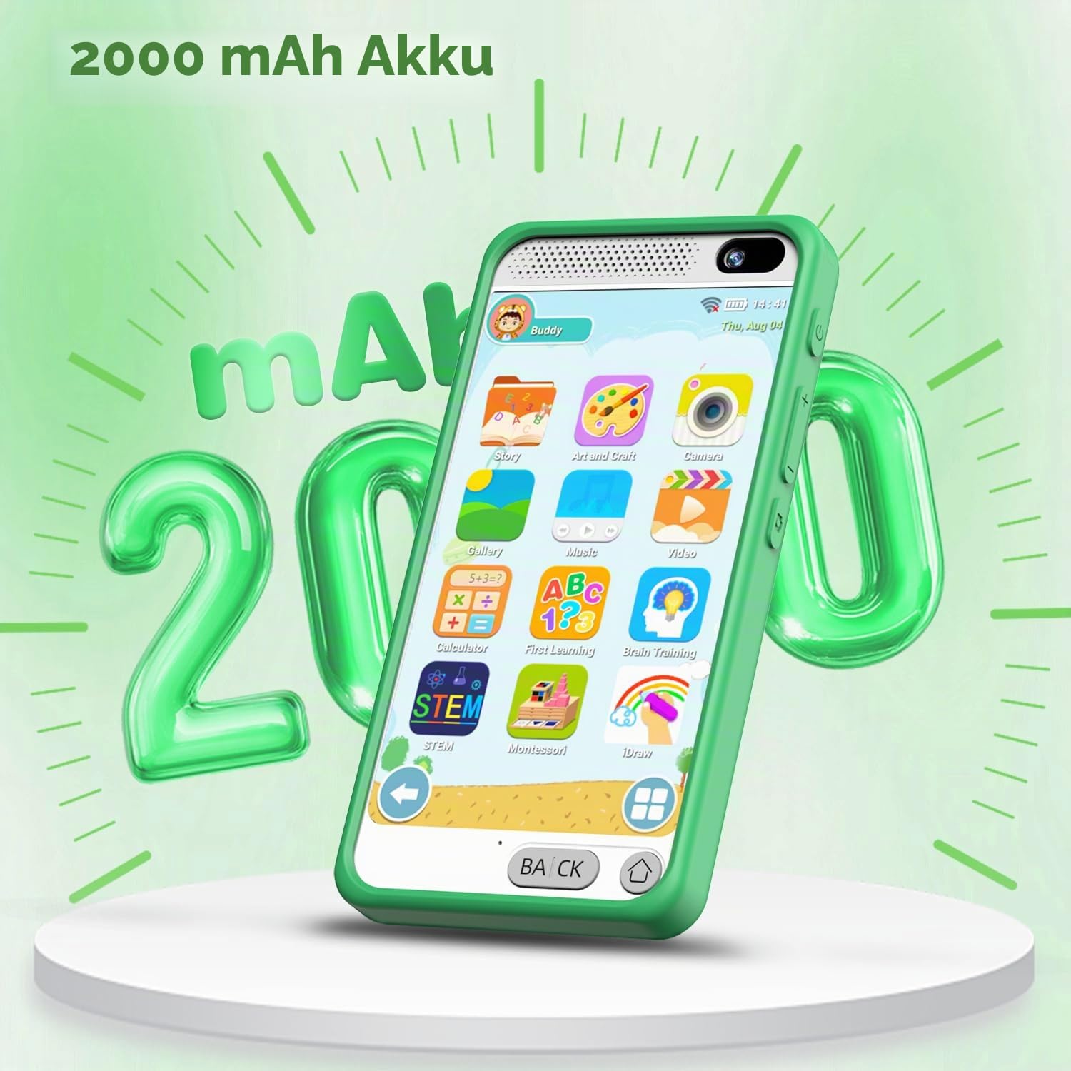 Kinder Handy Smartphone mit 1080P HD Dual Kamera aufnehmbar Video, 3.97" Zoll Touchscreen Digitalkamera für 3–12, Kinder Smart Phone Kinderhandy für Geburtstagsgeschenk (Grün)
