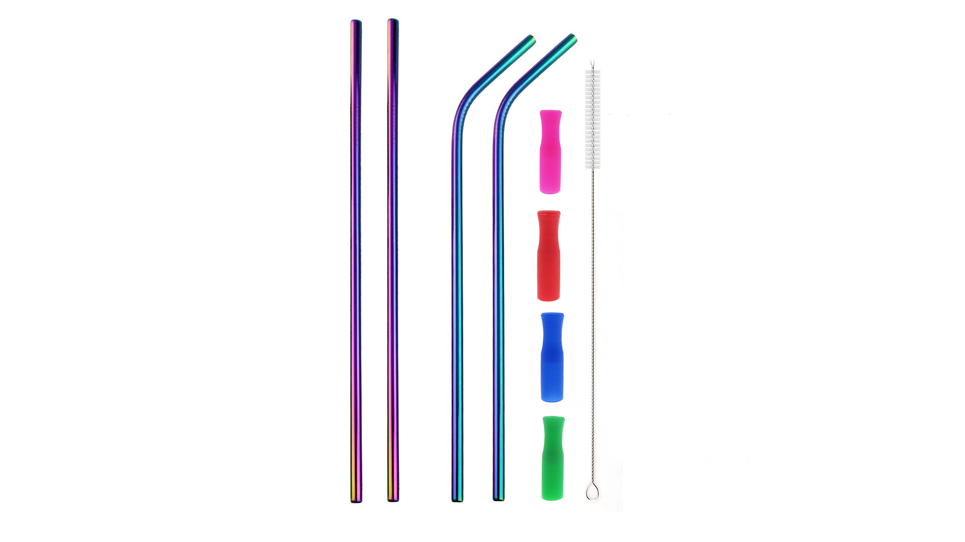Pitillos de acero inoxidable coloridos 12 pulgadas 4 piezas miniatura 6