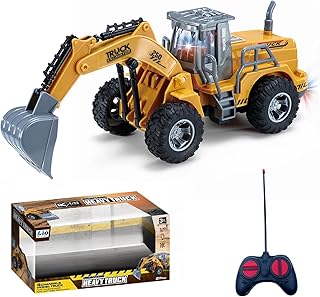 4-kanałowy 1:32 koparka zdalnie sterowana zabawka, z migającymi światłami, bezprzewodowy pilot zdalnego sterowania, traktor Digger zabawki dla dzieci, prezenty dla dzieci od 3 4 5 do 6 7 lat