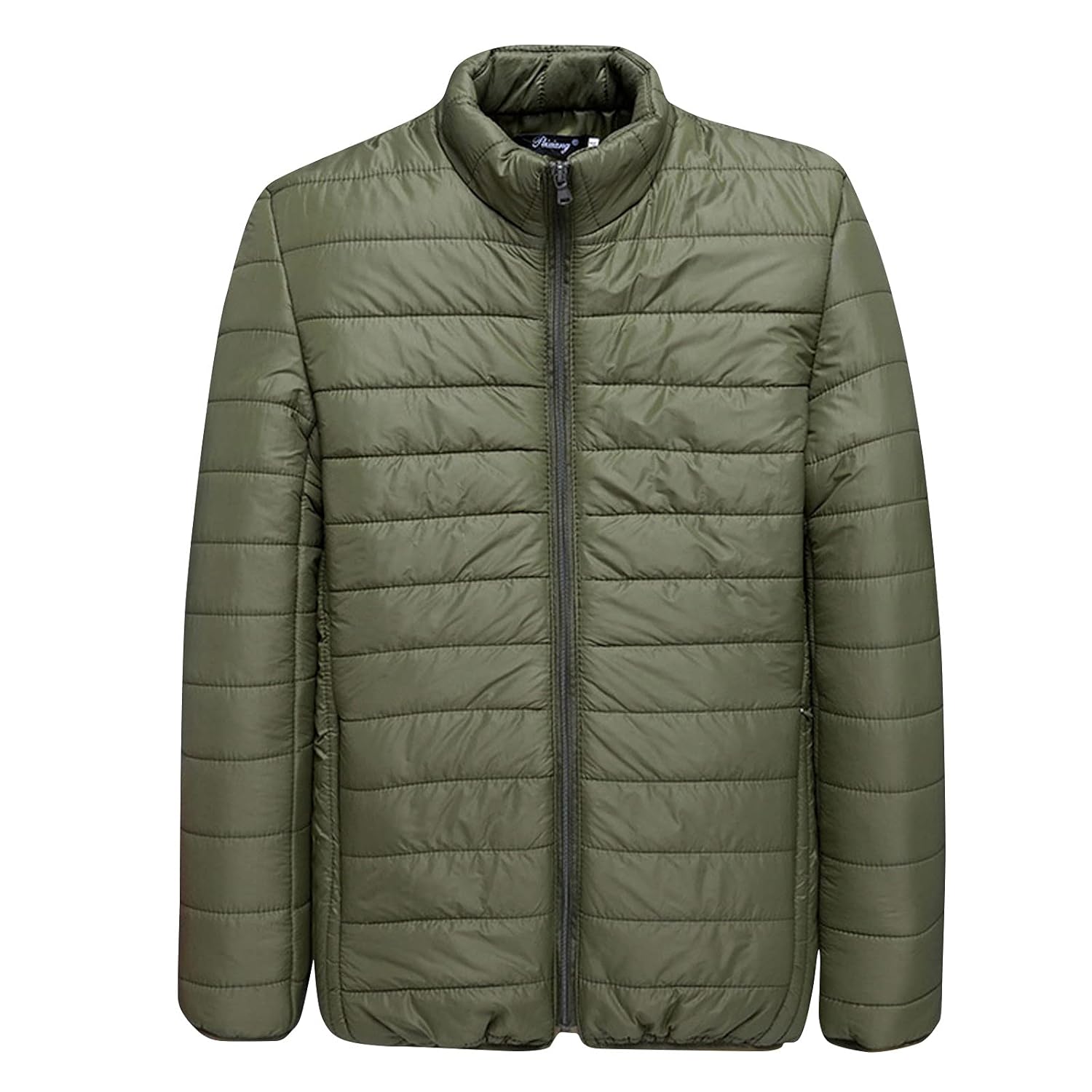 Mens Puffer Jacket Lightweight Packable Down Coat Stand Collar Quilted Jacket Plus Size Warm Casual Winter Jacket
