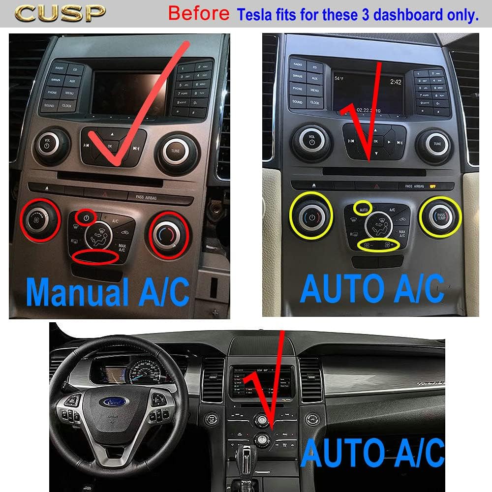 Comparison of Ford Taurus dashboards showing compatibility with manual A/C and auto A/C models