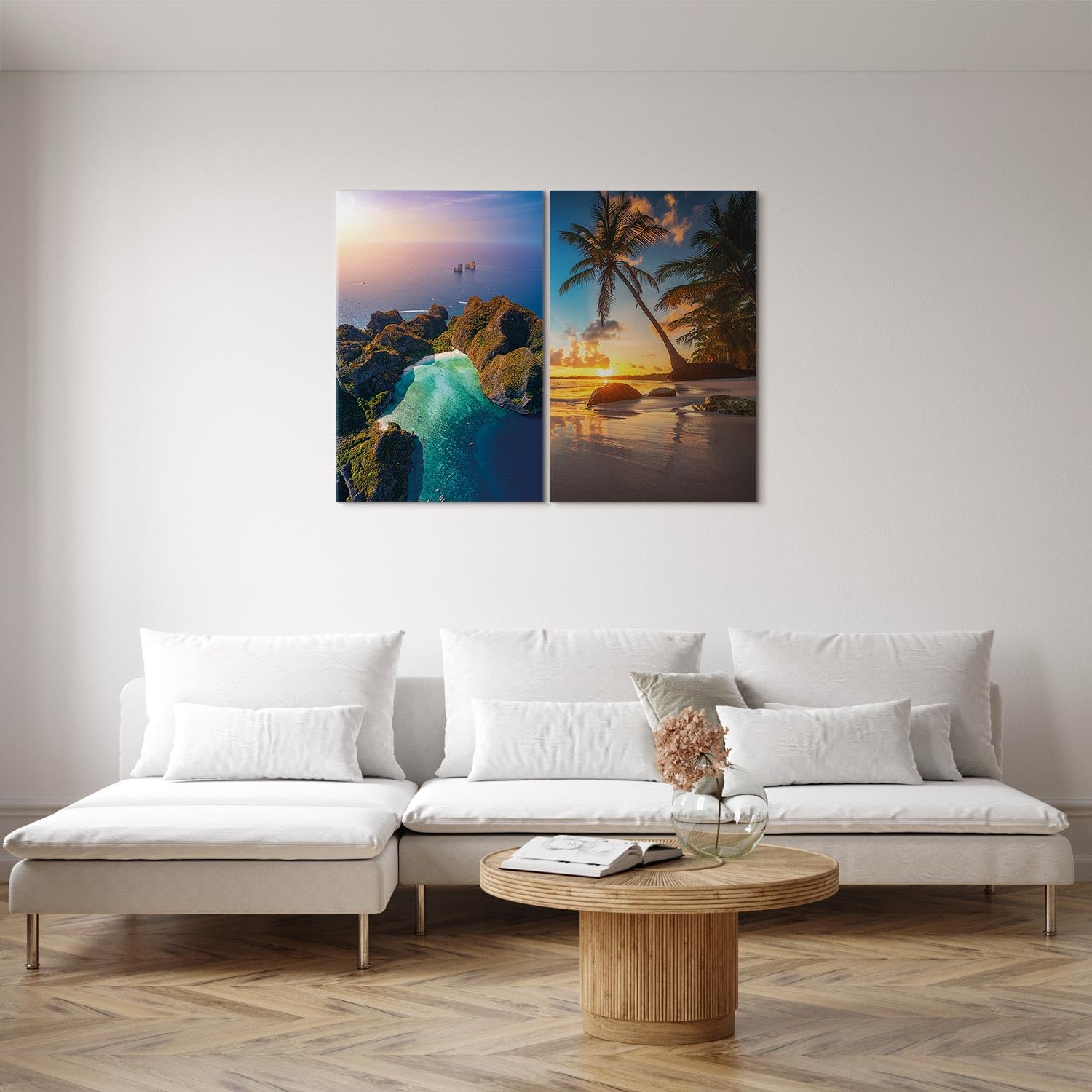 murando - Leinwandbild Set Landschaft, 120x90 cm, 2-teilig, Badezimmer | Hochwertige Leinwand, sofort aufhängbar, ideal fürs Badezimmer, wasserfest und lichtecht, langlebig, stilvoll, zeitlos, edel