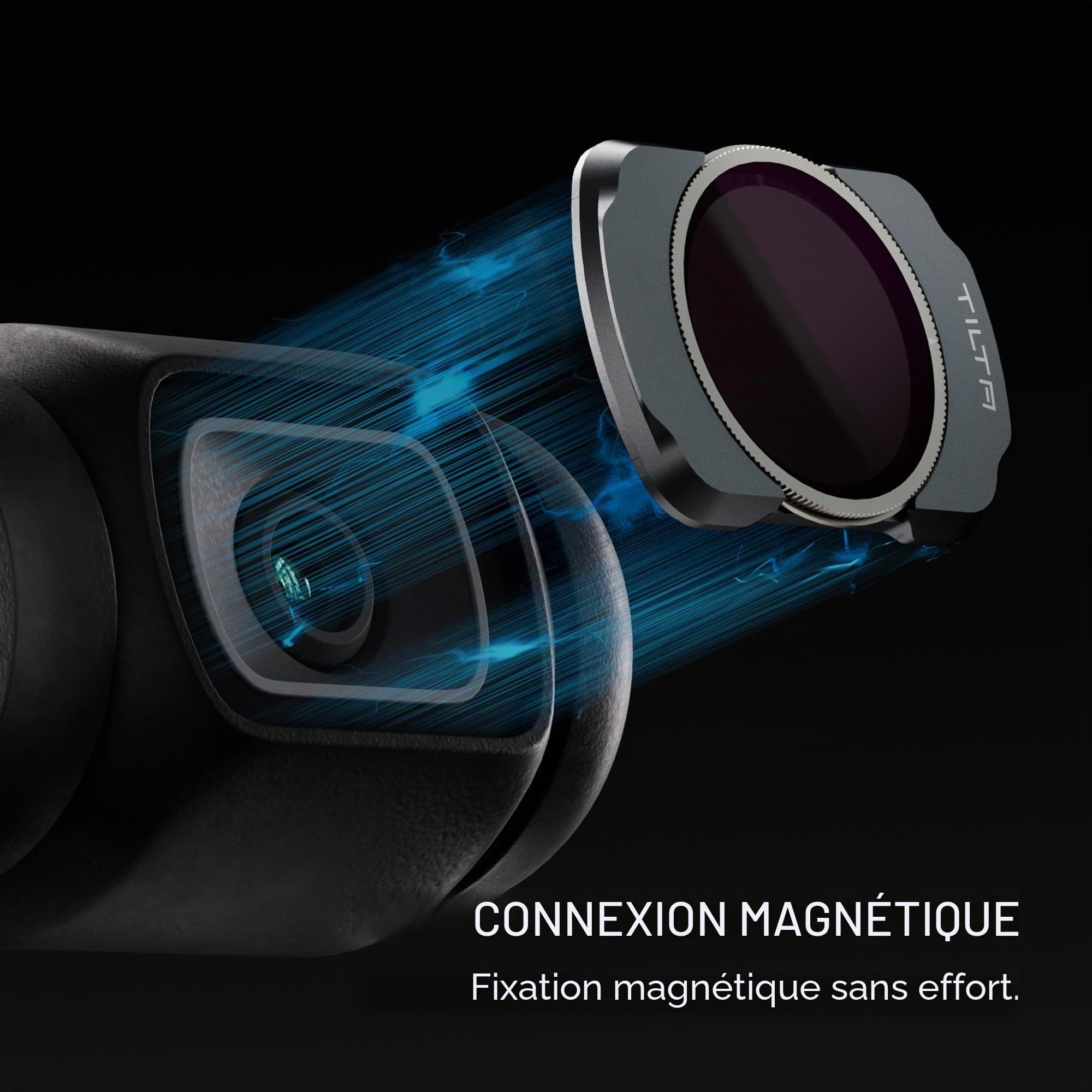 Tilta Pocket 4 Filtre Variable ND2-32, Filtre Magnétique VND 5-Stop Compatible avec DJI Osmo Pocket 3 Pocket 4, Verre Optique Ultra-Fin à Revêtement Polyvalent TF-OP3-VND