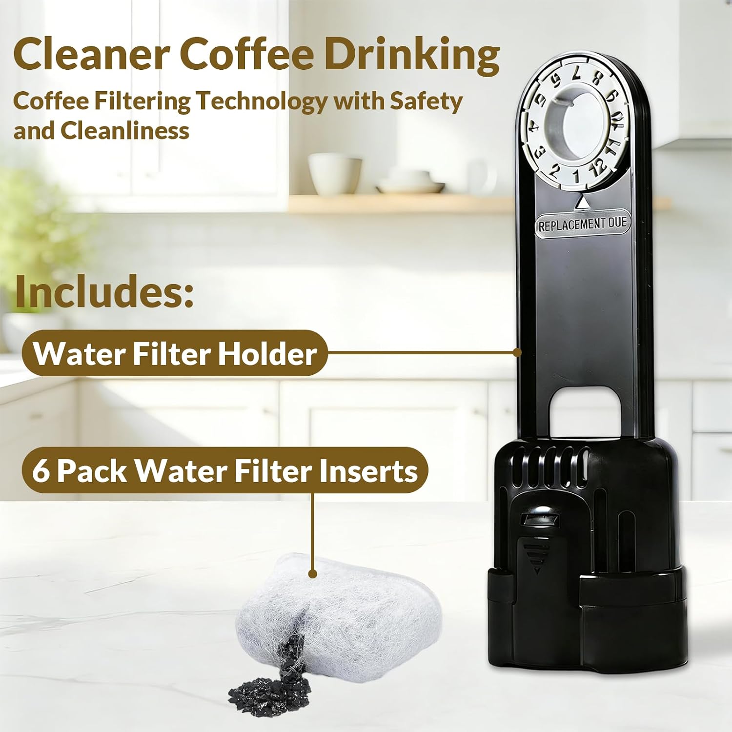 6pcs Water Filter Replacement Cafe Accessories & 1pcs Water Filter Holder for Coffee Maker for Elite B40 Classic B44 Ultra B50 Special Edition B60 Ultimate B66 Plantinum B70