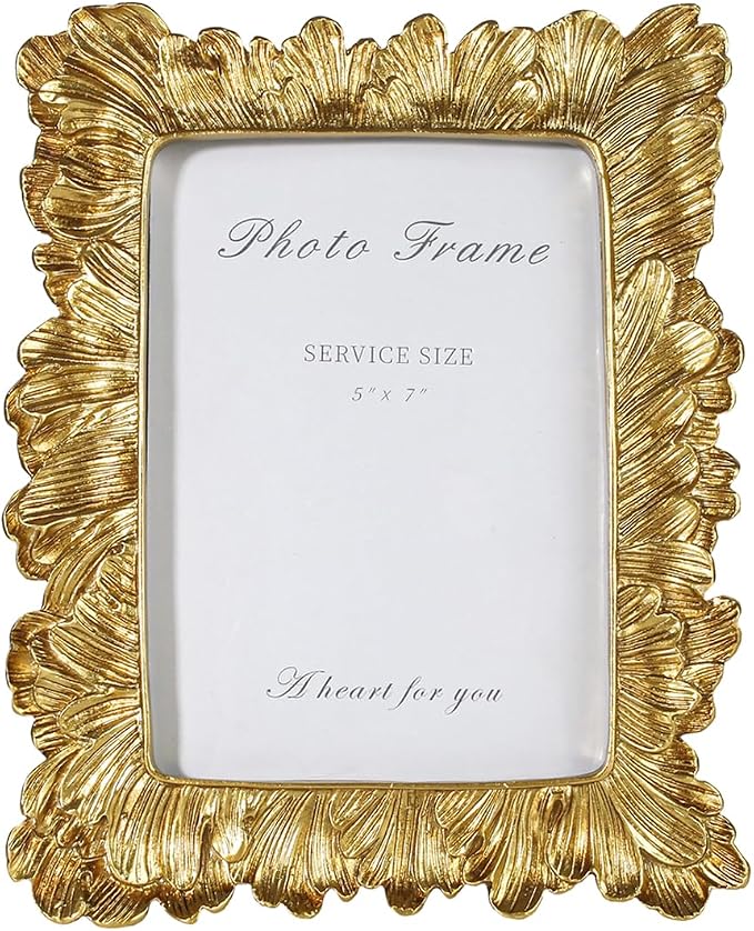 5x7 Vintage Picture Frames, Picture Frame for Table Top Display and Wall Hanging Home Decor (Gold, 5x7 Inch)