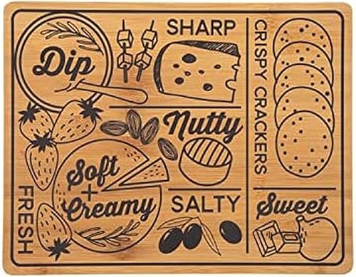 Farberware Tabla de embutidos con asas empotrables tabla de cortar reversible para entretenimiento y preparación de comidas tabla de queso de madera