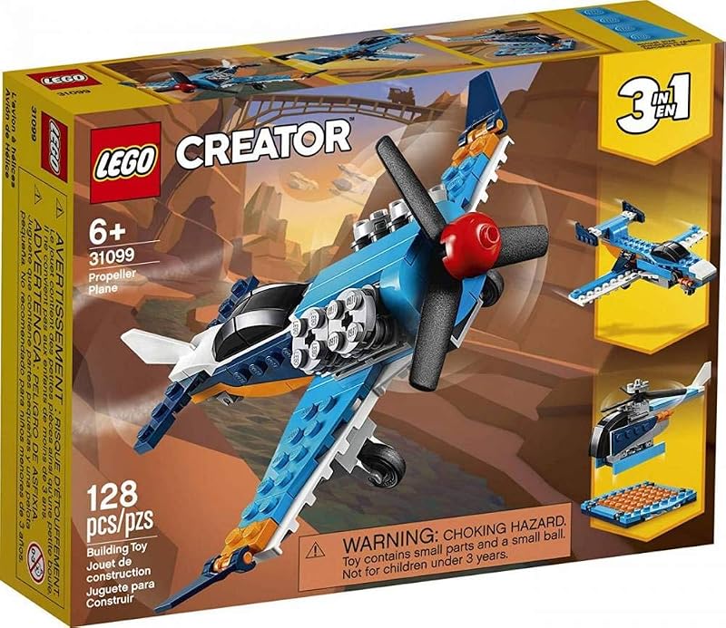 LEGO Creator Avión de hélice 3 en 1 31099 Kit de construcción de juguetes voladores (128 piezas)