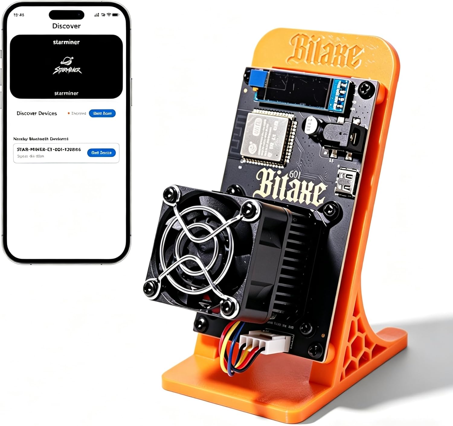 Bitaxe Gamma 601 Bitcoin Miner 1.2TH/s ASIC BM1370 Chip Solo Lottery BTC Miner 18W Low Power Consumption and OLED Display for Home Mining Orange