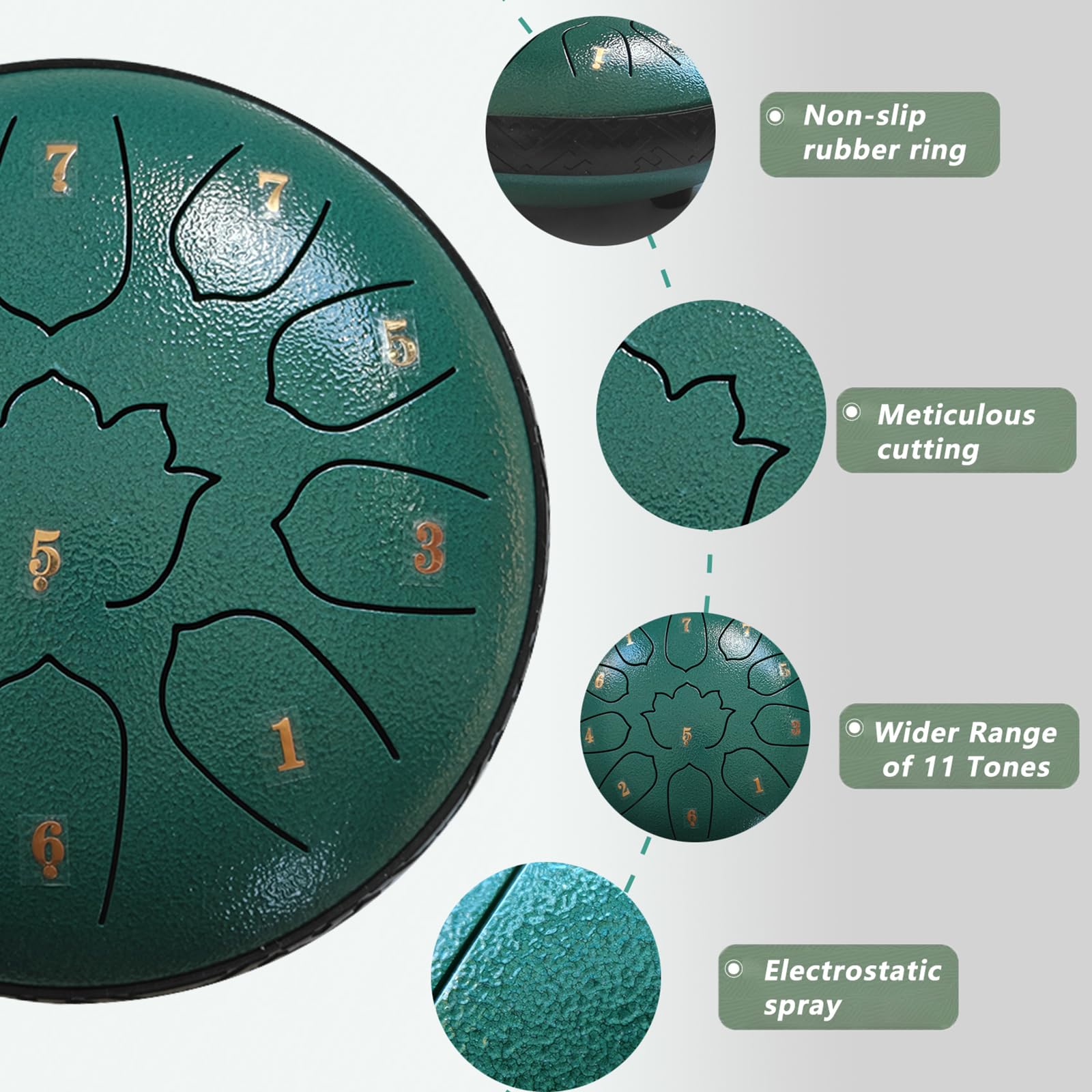 Tambor de lluvia para exteriorPanda, tambor de lluvia para exteriores, tambor de lengua de acero para jardín, disfruta de la música cuando llueve con tambor de lluvia para exteriores (6 pulgadas,