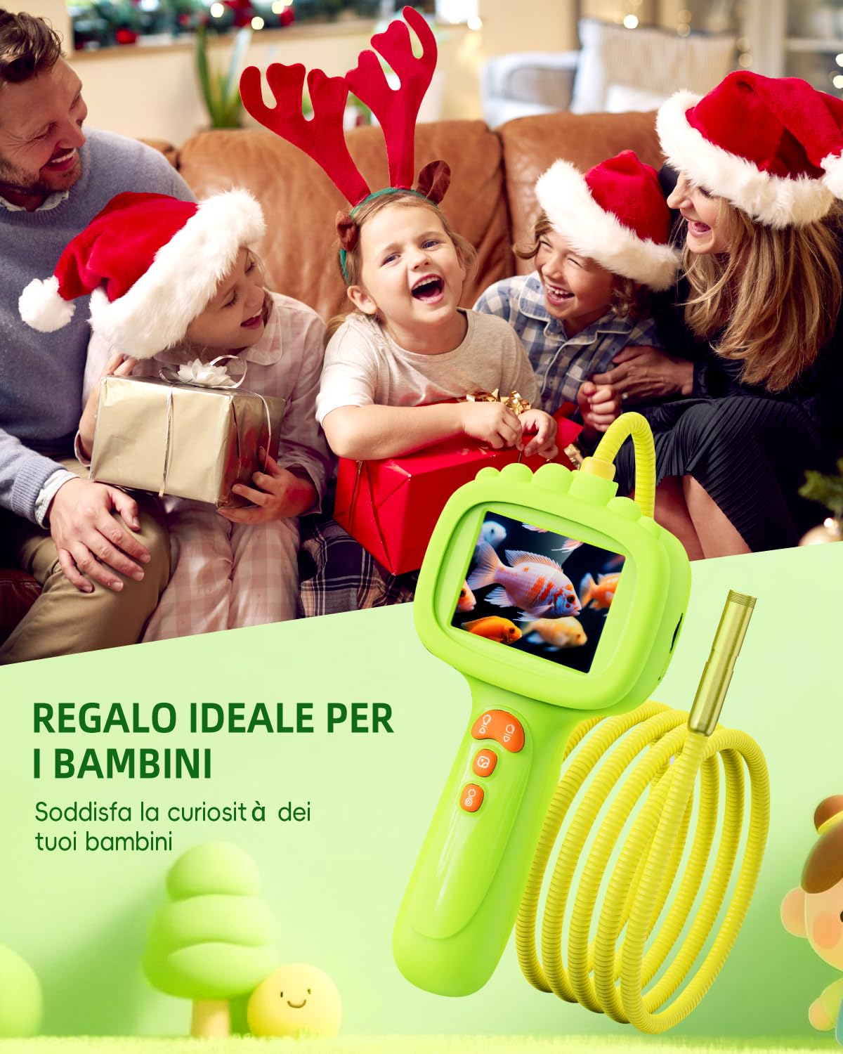 Endoscopio per bambini, Camera bambini 1080P, Gioco STEM per esplorazione all'aperto, giardino, campeggio e natura, Migliori regali di compleanno per ragazzi e ragazze di 4, 5, 6, 7, 8, 9, 10 anni