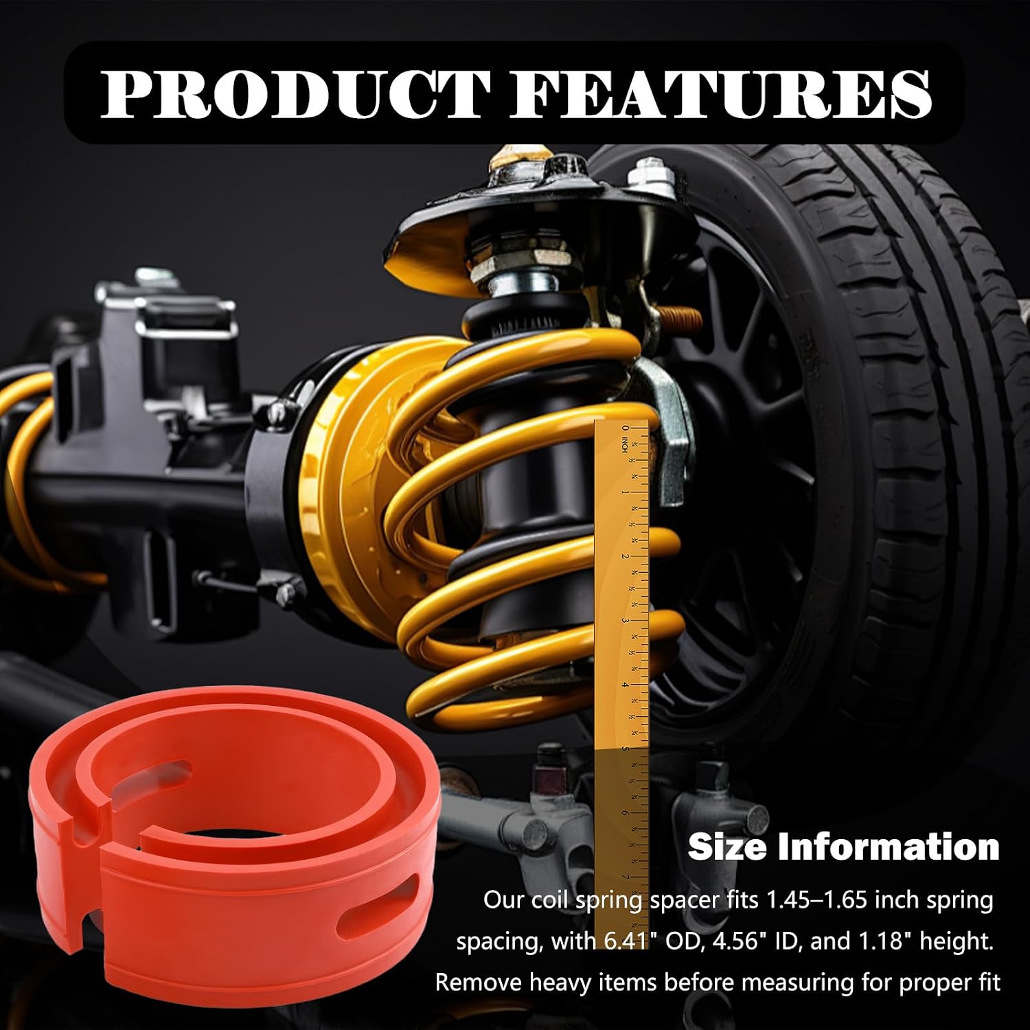 2PCS Car Coil Spring Spacers for 1.45"-1.65" Spacing,Shock Absorbing Car Coil Spring Booster Kit with Ties,Heavy Duty Front/Rear Coils Springs Spacers Cars Accessories