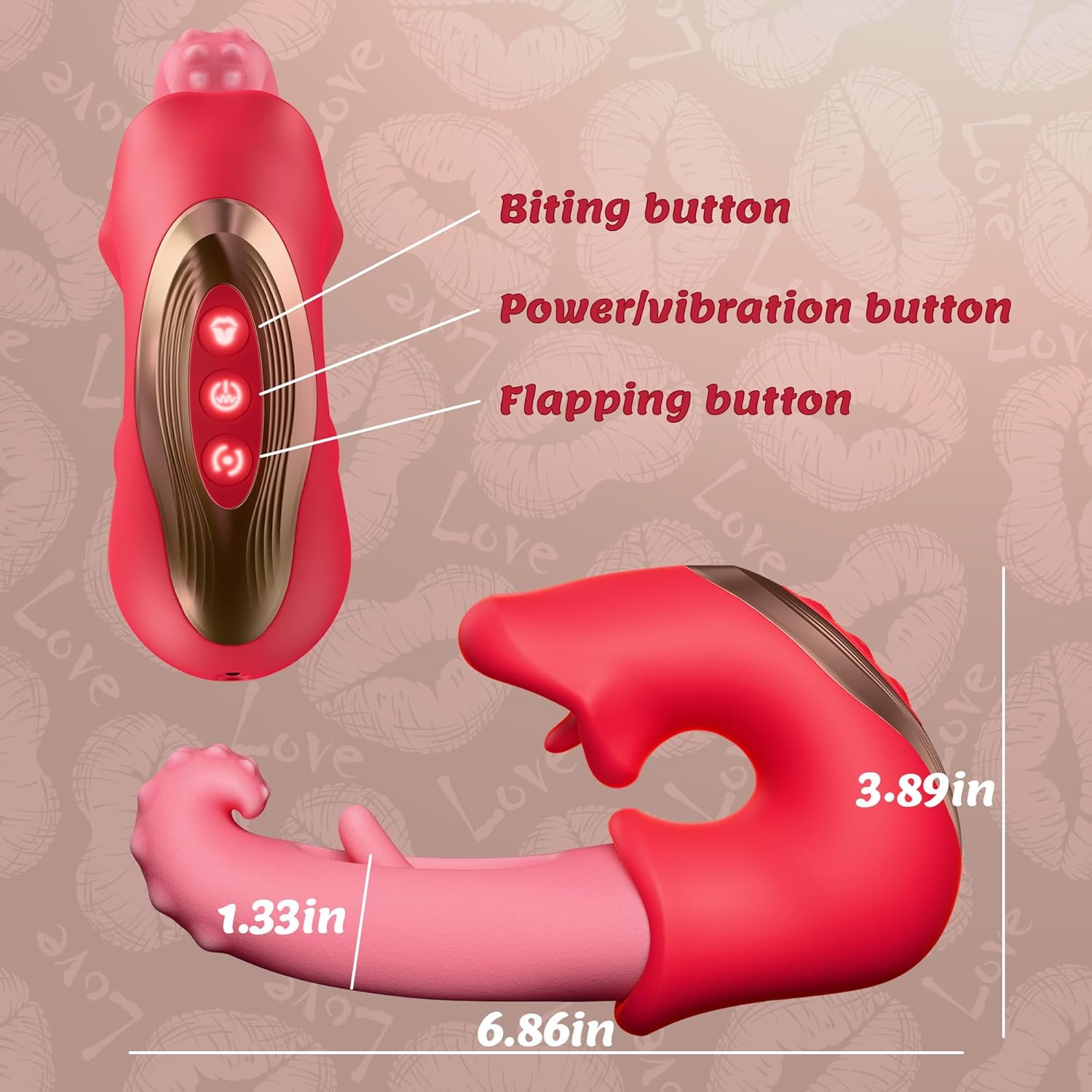 Vibrator Women Sex Toys, 3 in 1 G-Spot Vibrators with 10 Vibration, Flapping & Clamping Modes, Tongue Dildo Vibrator Adult Toys for Women, Clitoral & Nipple Stimulation Rose Toy Couples Sex Toys
