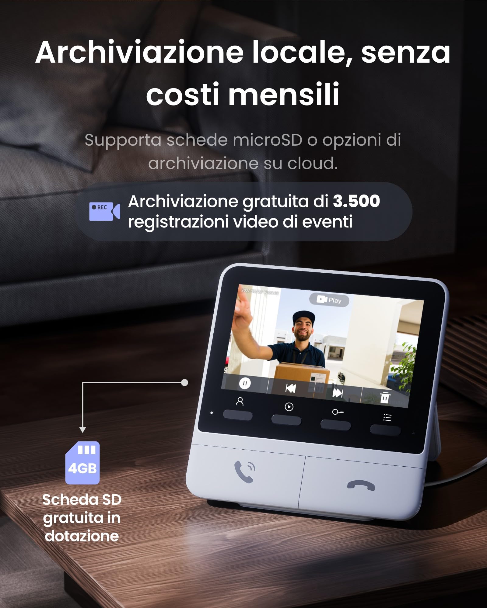 SwitchBot Videocitofono WiFi con Pannello Solare, Citofono Senza Fili da Esterno con Schermo a Colori da 4,3'', 2K Video Campanello con grandangolo di 165°, 5000 mAh, Compatibile Alexa