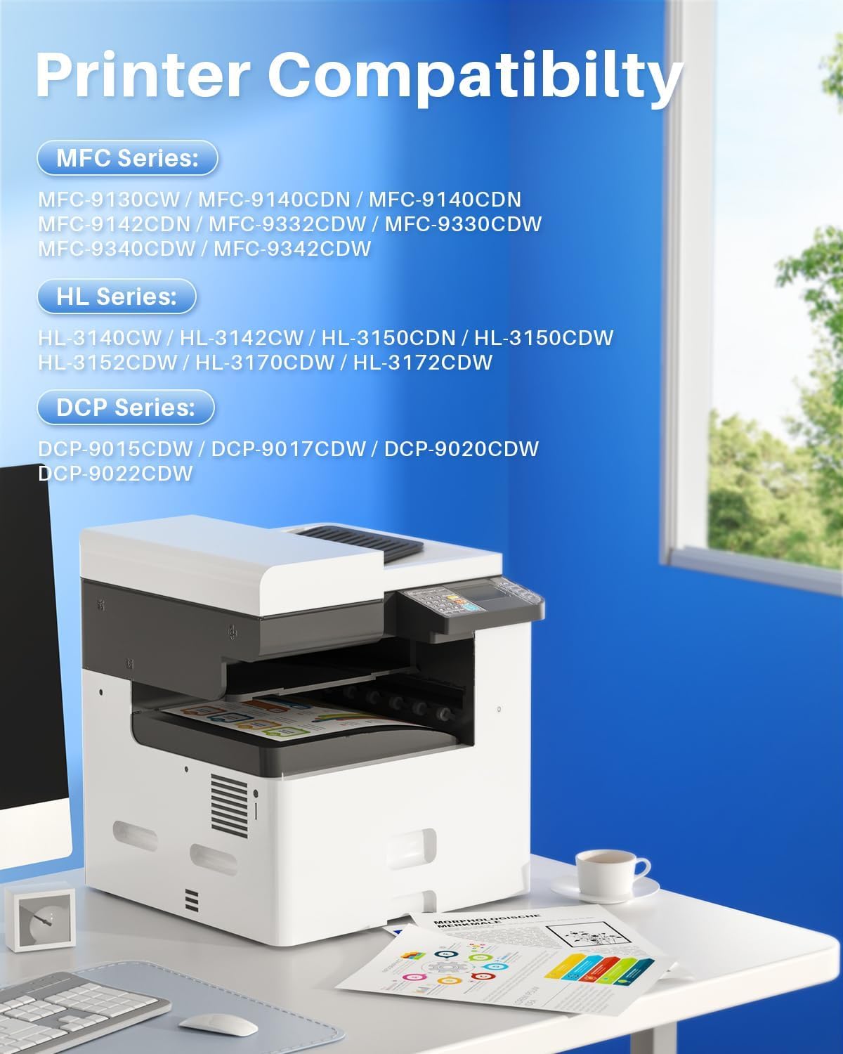 DR-241CL DR241CL Tamburo compatibile per Brother DR241 DR241CL Tamburo per Brother DCP-9015CDW DCP-9017CDW DCP-9022CDW HL-3140CW HL-3142CW MFC-9130CW MFC-9140CDN Stampanti (Nero, 2-Pack)