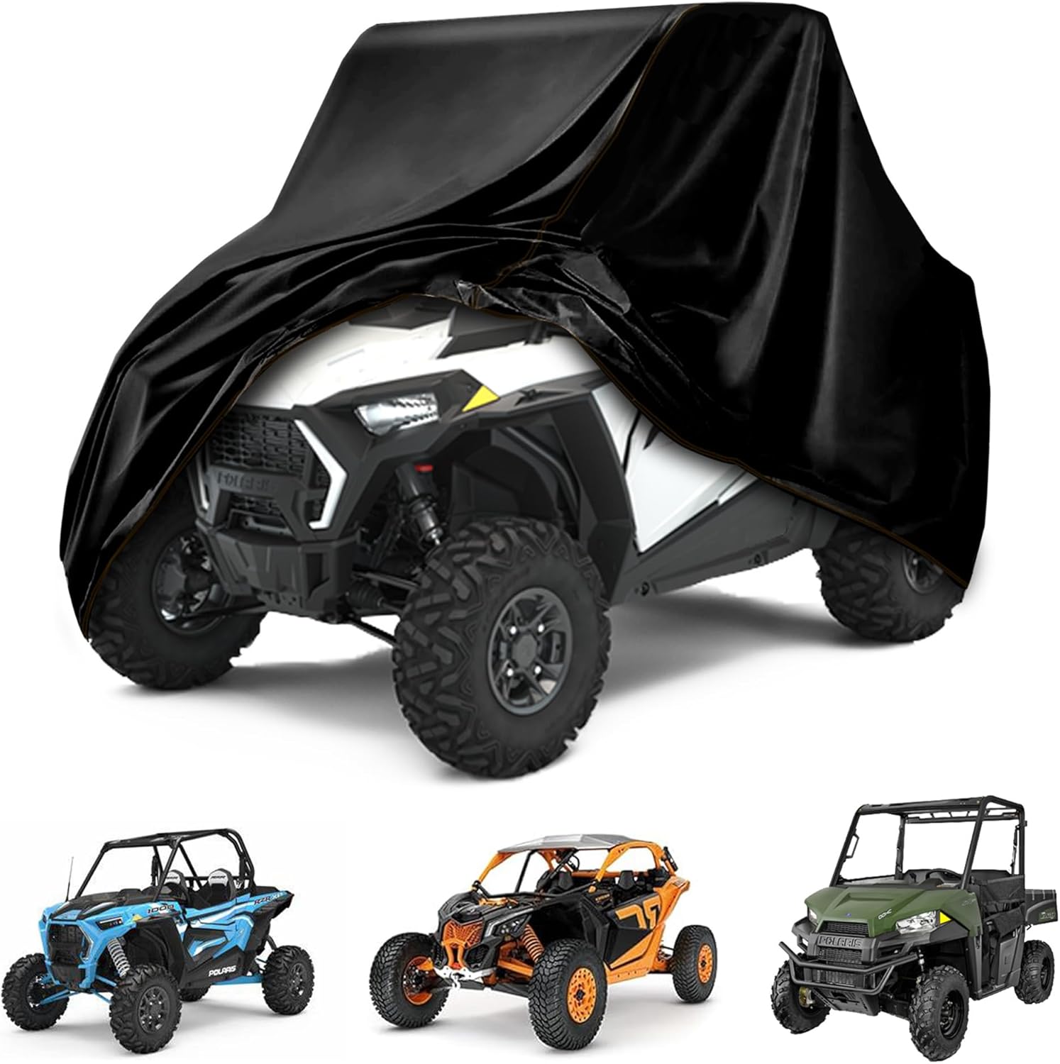 QYMOTO Universal UTV Covers 2-3 Seater, Side by Side UTV Cover Windproof Waterproof Outdoor Indoor Protection for Polaris Ranger,RZR/Can Am Maverick X3/Hisun Axis/CF Moto Uforce/Pioneer 700/Mule
