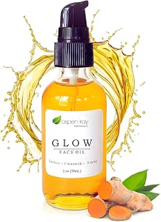 Aspen Kay Naturals Glow Turmeric & Rosehip Face Oil - Organic Natural Moisturizer, Anti-Aging Serum with Camellia, Sea Buckthorn, Chamomile 2oz