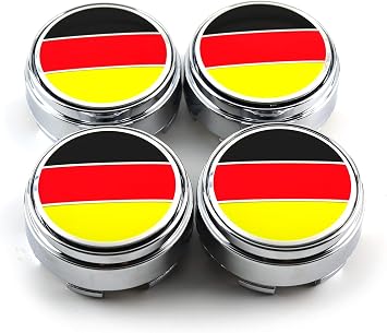 67mm2.62in/63mm2.48in Silver German Flag Rotation Ronal Penta Style Car Wheel Center Hub Caps Set of 4
