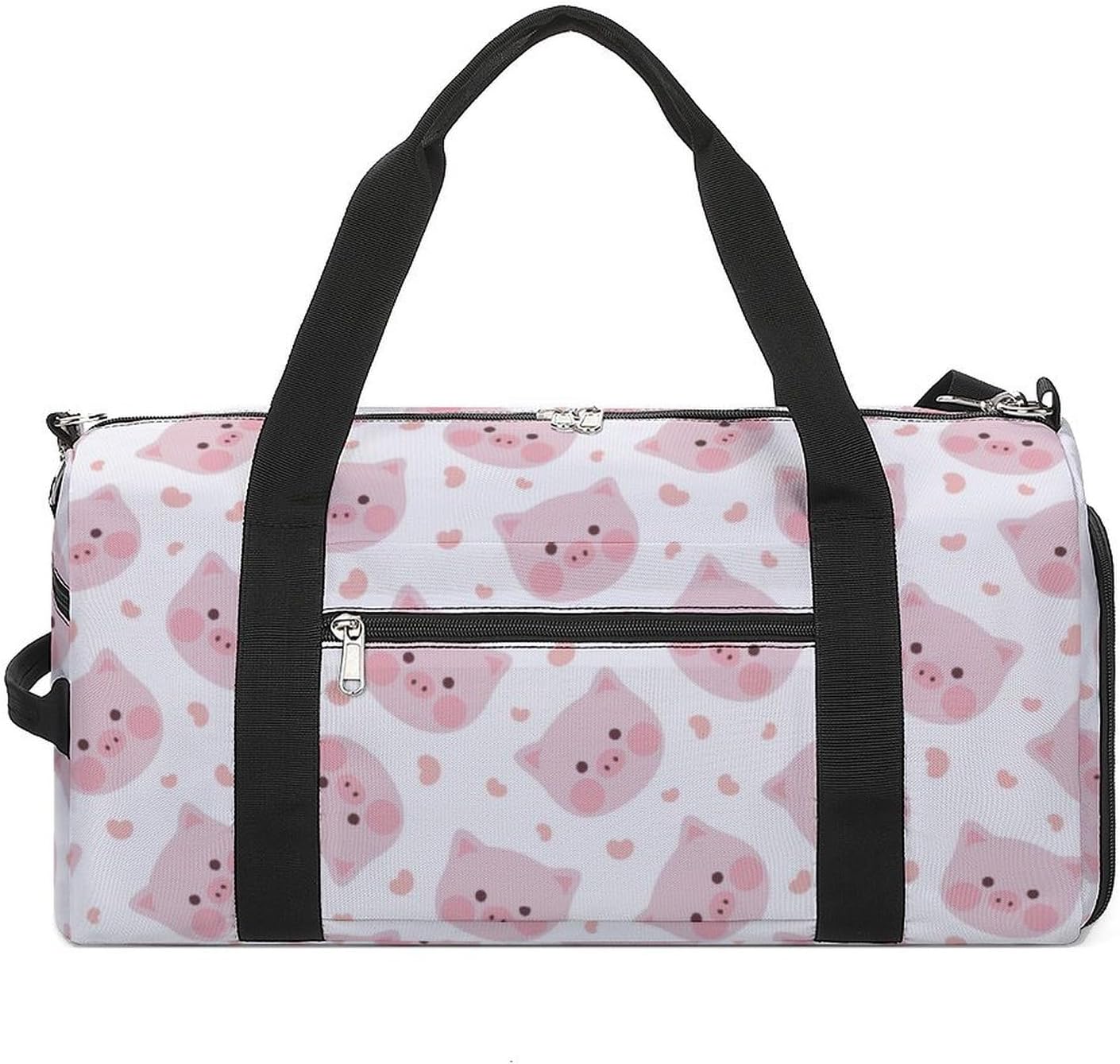 ボストンバッグ 豚 豚柄 かわいい 可愛い ピンク ダッフルバッグ スポーツバッグ 手持ち 斜めがけ 肩がけが シューズ収納 乾湿分