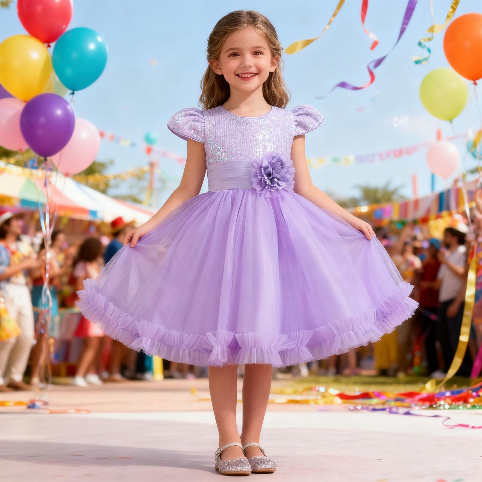 Générique Jupe en Tulle Fille Robe Lumineuse Enfants Tutu Ballet Rose Noir Rouge Costume Enfant Carnaval Vintage Années 50 Déguisement De Fête pour Les Filles 2-8 Ans
