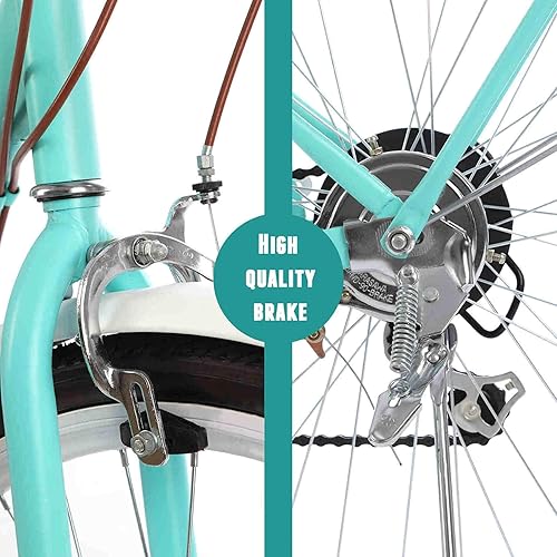 Miniatura 7 de Bicicleta de playa Cruiser de 7 velocidades, ruedas de 26 pulgadas con cesta plegable para adultosadolescentes