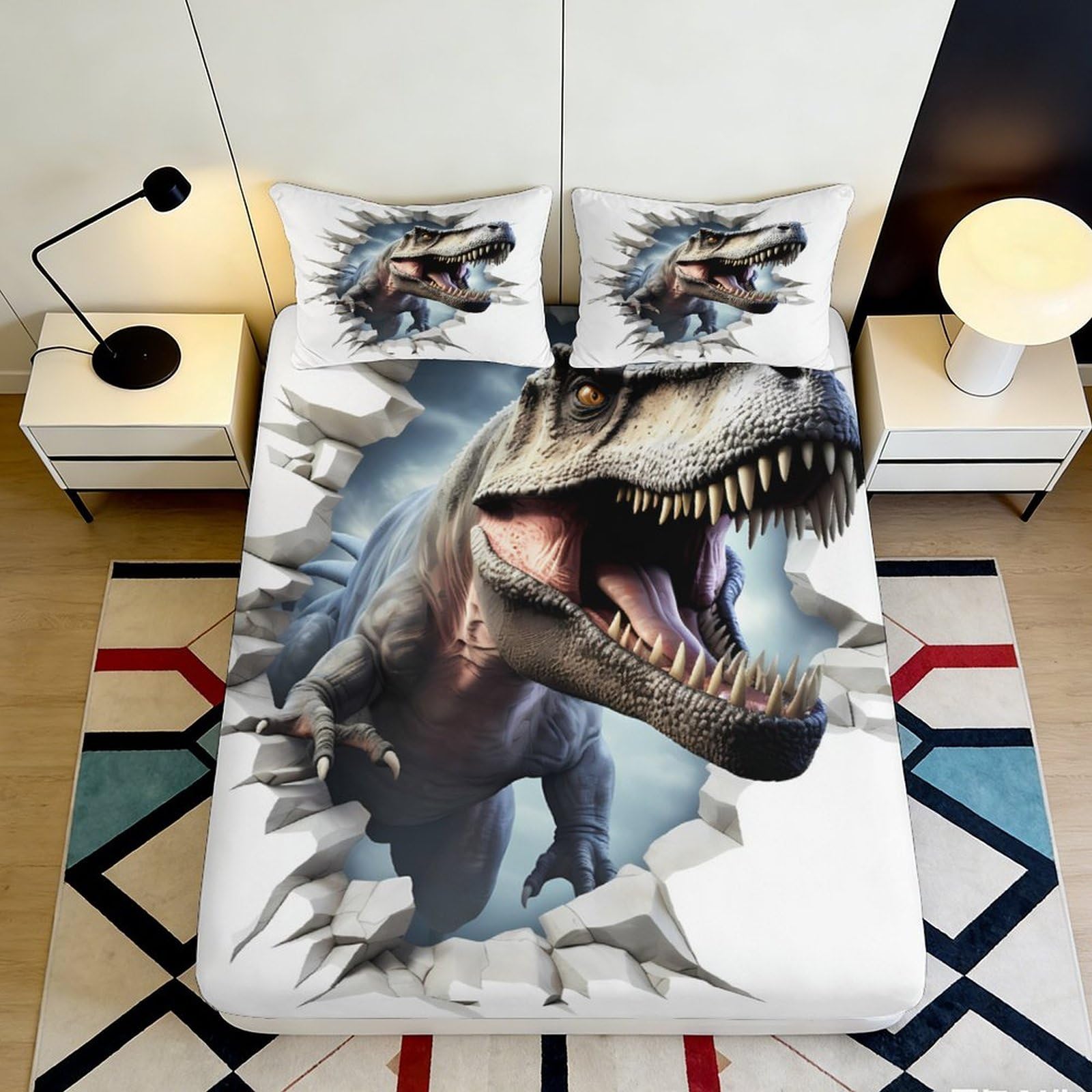 Jqzkxnhpbr Style-9 3D Printed Dinosaur Adventure Fitted Sheet Microfiber Soft Breathable T-Rex Bed Cover For Bedroom Dorm Decor 90X200x25cm
