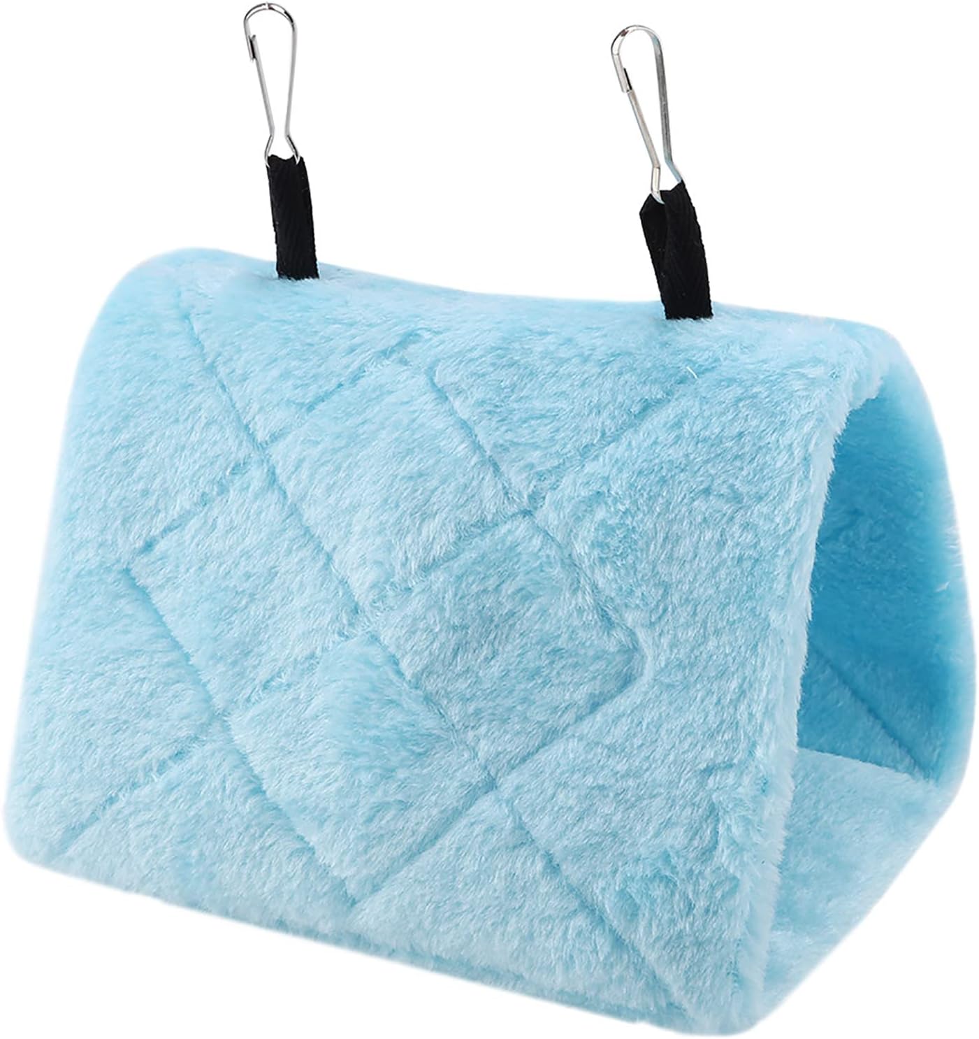 Tent Bird Plush Hanging Cage, Soft Plush Hammock Hanging Cage Tent for Birds Parrot Winter Warm Bed Pet Toy(M-Blue)