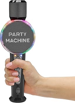 Singing Machine Wireless Karaoke Microphone for Kids & Adults, Party Machine Mic Black - Portable Handheld Bluetooth Microphone with Speaker & Voice Changer Effect - Karaoke Mic for Singing