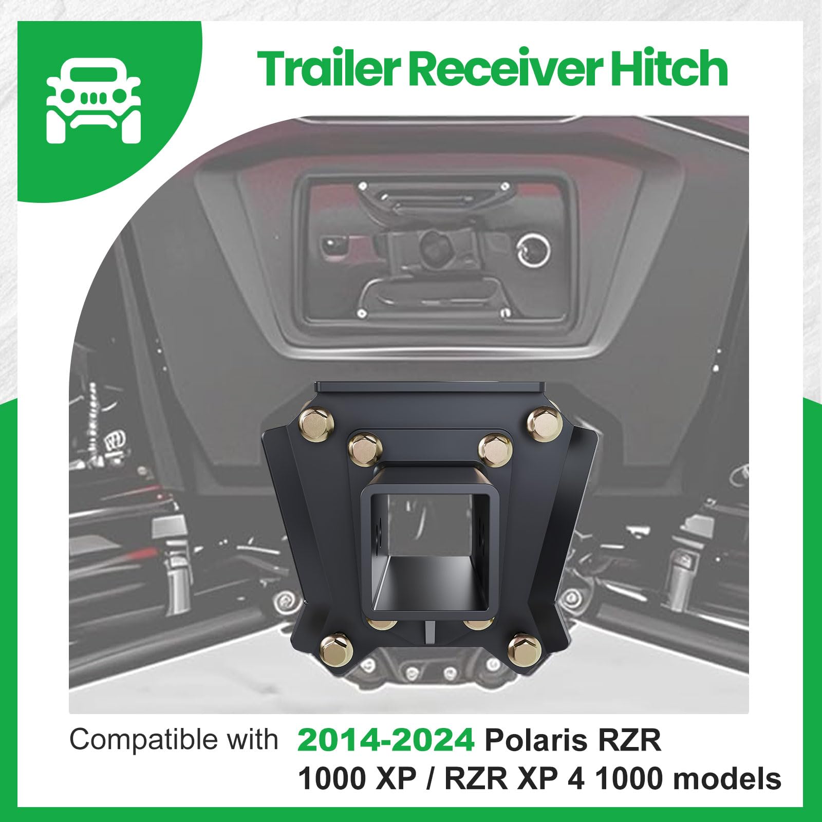 HECASA Enganche Receptor de Remolque Polaris RZR XP 4 1000 Razor de 2 Pulgadas con Perno en 101200 3000 Libras