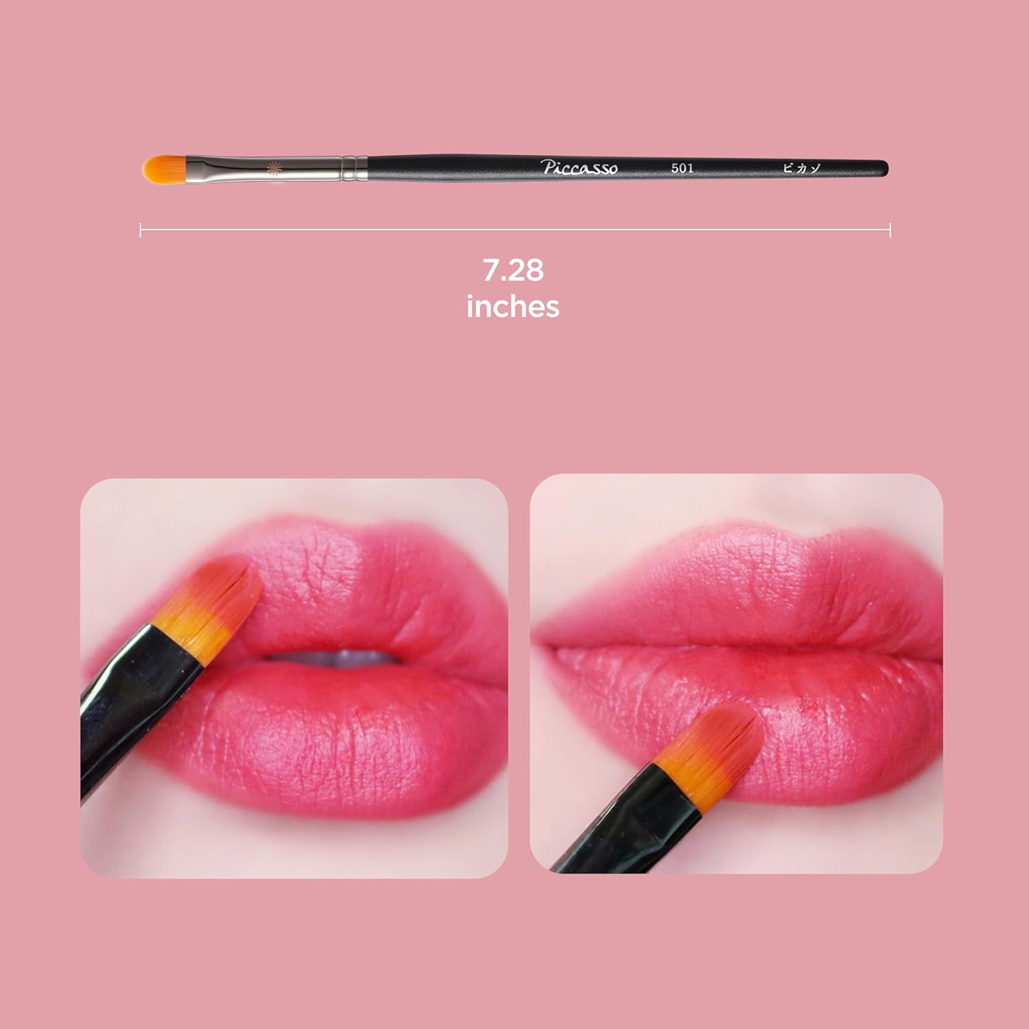 Piccasso 501 Lip Brush – Professional Lip Brush for Precise Lip Gloss & Lip Stain Application, Smooth Color Payoff & Defined Lip Lines, Synthetic Makeup Brush for Clean, Flawless Finish - Image 3