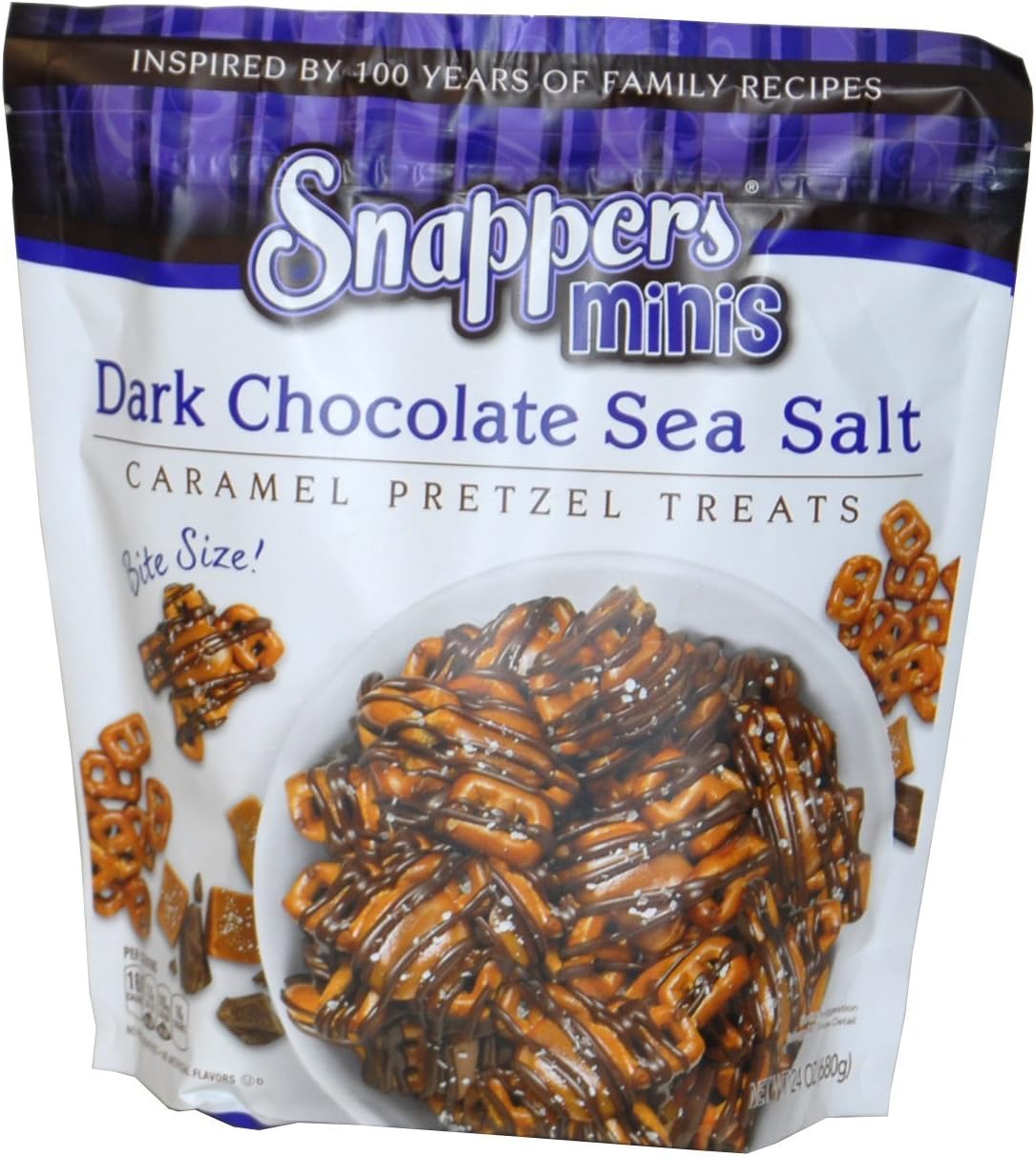 Snappers Minis Dark Chocolate Sea Salted Caramel Pretzel Treats Bites Pack 680g
