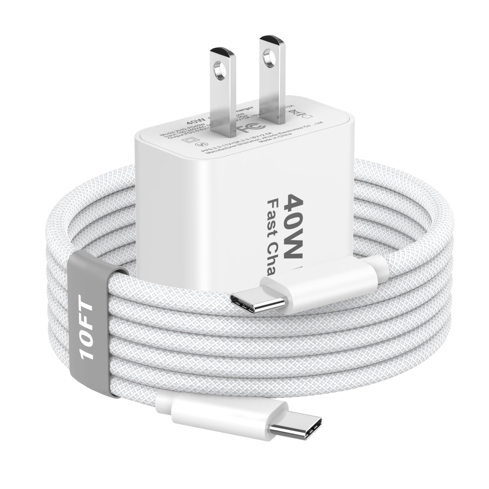 iPhone 18 Pro Max Charger Fast Charging 10FT, 40W USB C Charger Block&amp;Cable