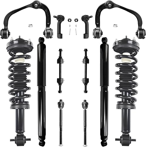 Detroit Axle - Kit de suspensión de 12 piezas para Ford F-150 2015 2016 2017, 2 puntales listos, 2 amortiguadores traseros, 2 brazos de control