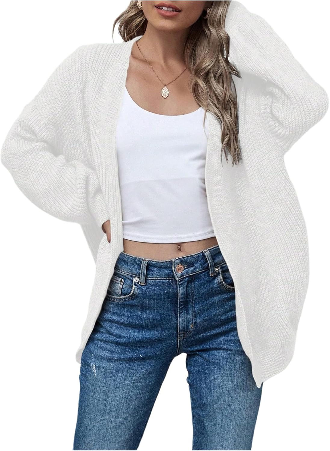 SOLY HUX Women's Open Front Cardigan Sweater Long Sleeve Knit Casual Trendy Cardigans