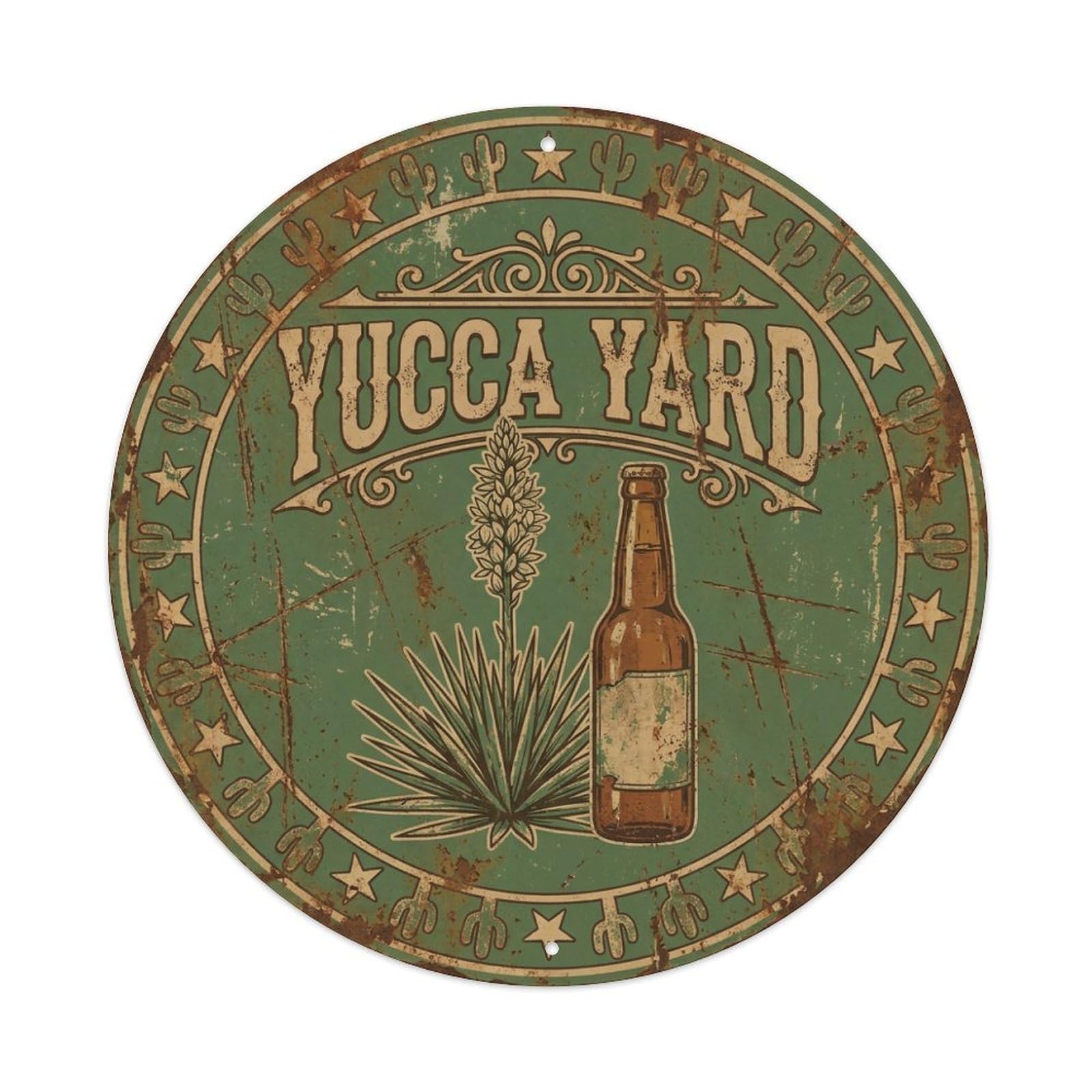 Vintage Beer Western Cowboy Yucca Yard Retro Bar for Pub Metal Tin Sign