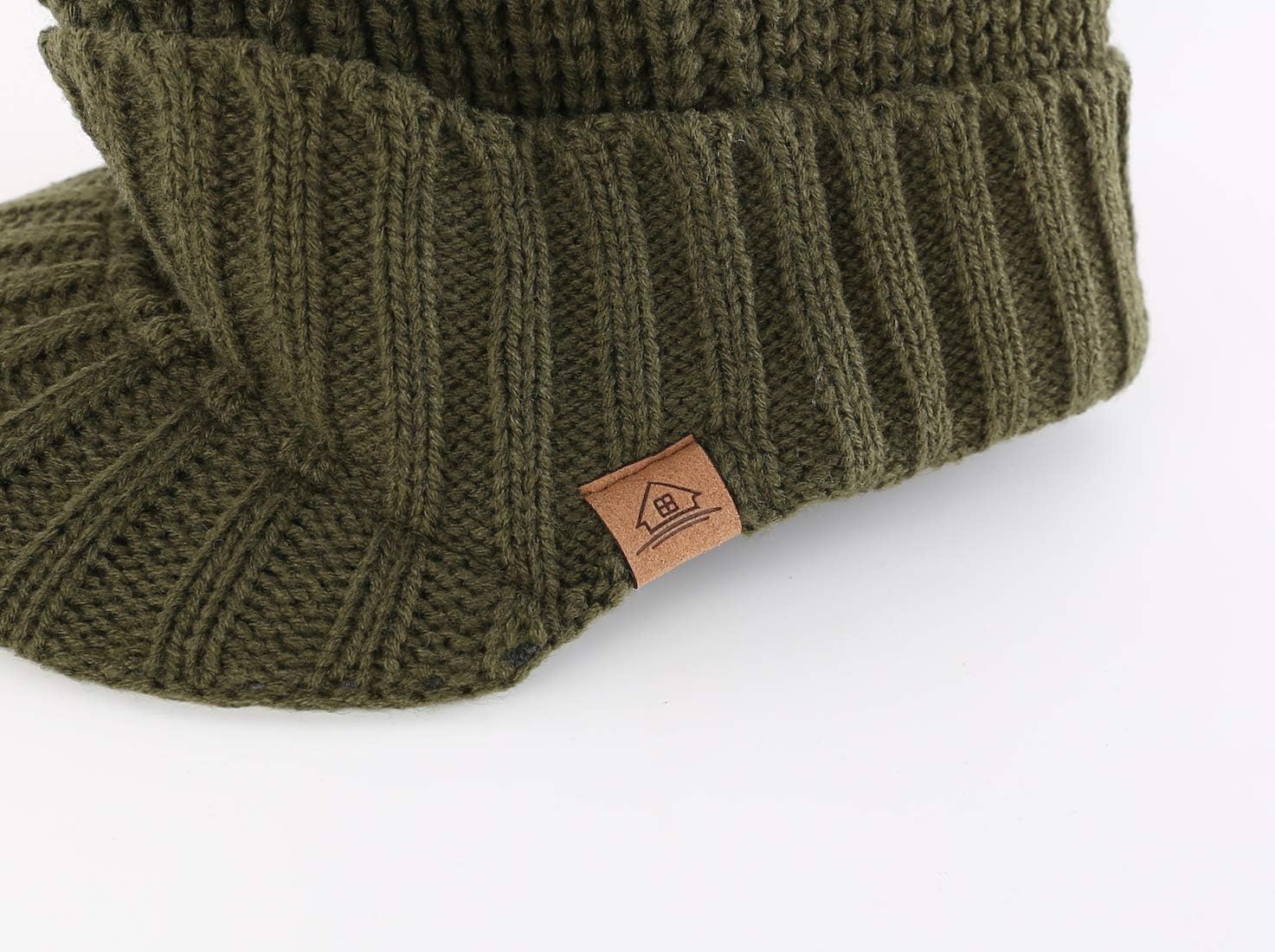 Home Prefer Men's Winter Hat Thick Knit Beanie Cap with Visor Newsboy Beanie Hat