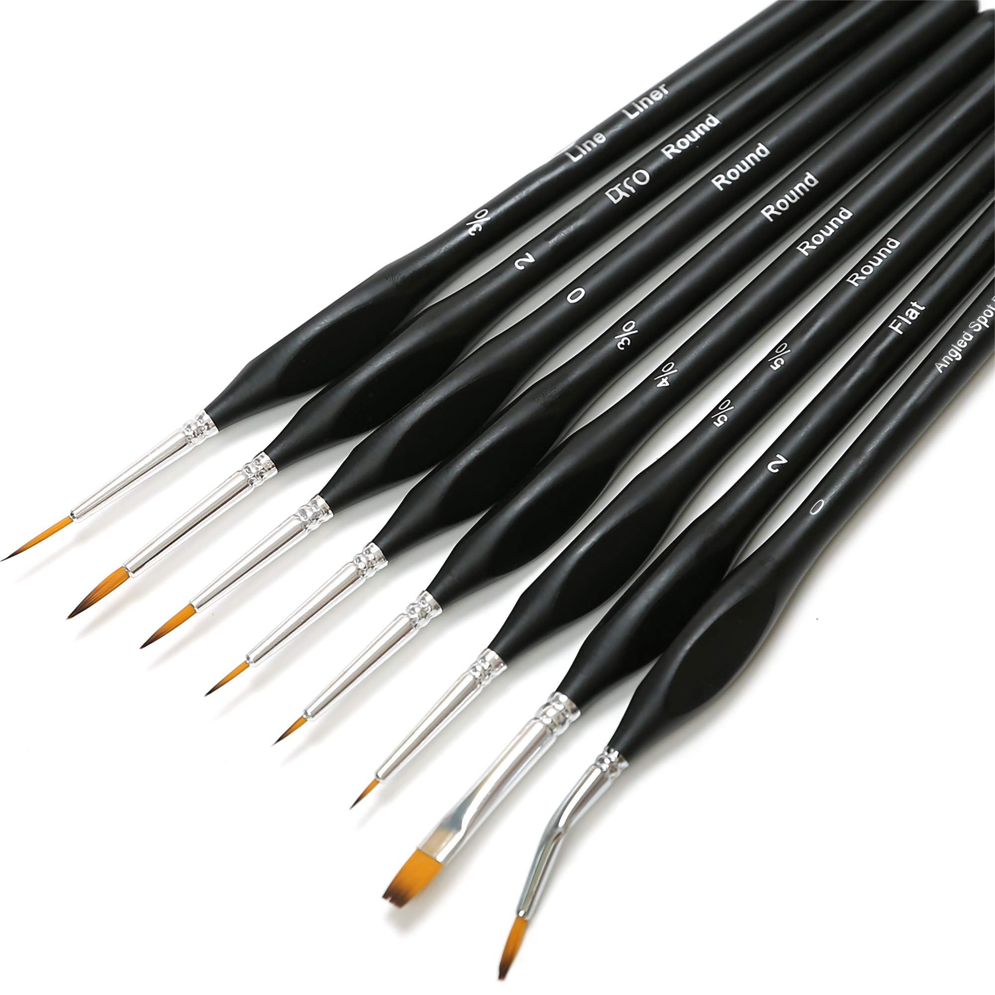 NALACAL Fine Detail Paint Brush Set, 8pcs, Tiny Professional Micro Miniature Painting Brushes Kit with Ergonomic Handle for Acrylic, Oil, Watercolor, Art, Scale Model, Face, Paint by Numbers