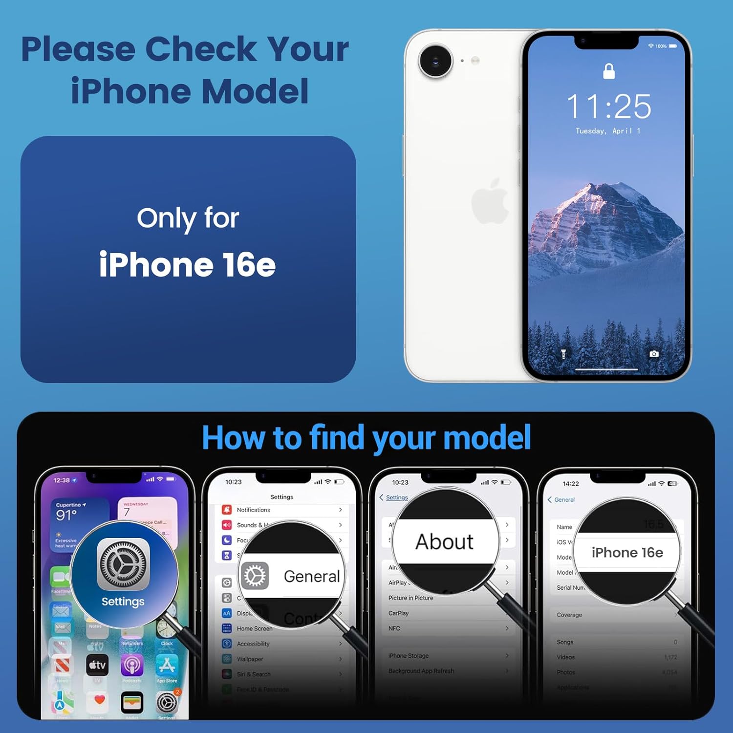 Temdan for iPhone 16e Case Clear, Compatible with Magsafe, Anti-Yellowing, Military-Grade Protection, Shockproof Slim Magnetic Phone Case Cover, Clear Blue