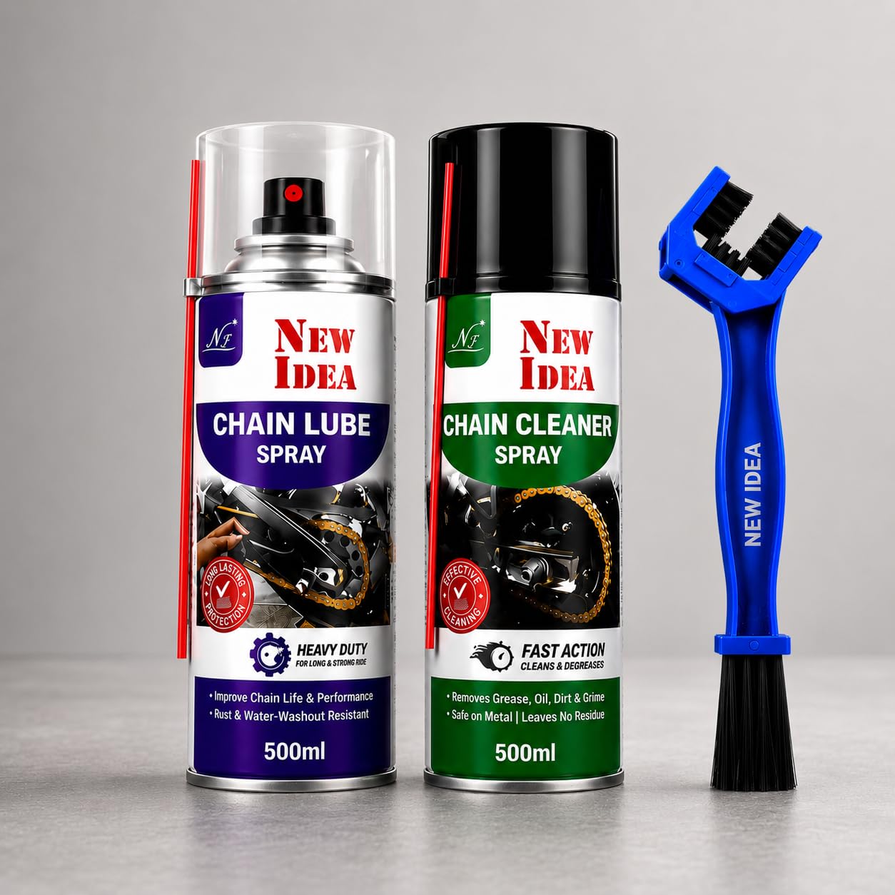 NI New Idea Bike Chain Cleaning & Lubrication Kit – Cleaner + Lube + Brush Combo (500ml Each)-image-35
