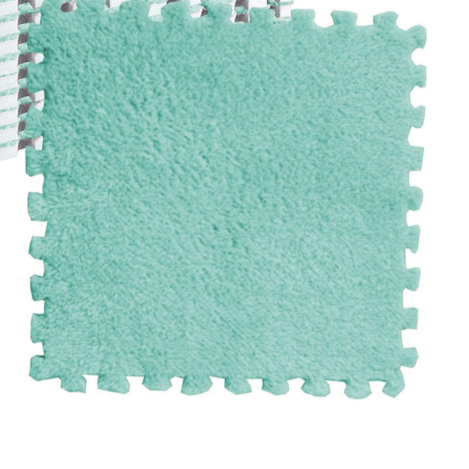 10 Uds. Alfombra de Espuma de Rompecabezas de Felpa de 30x30cm/11,8x11,8 Pulgadas, Alfombra Antideslizante para el Suelo de la Habitación (Menta verde)