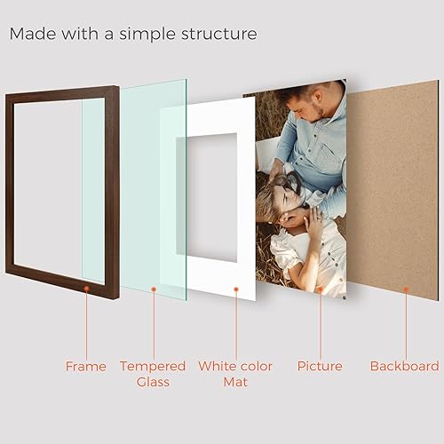 Miniatura 5 de Golden State Art, Gallery - Marcos de pared de 11 x 14, 8 x 10, 5 x 7 pulgadas, múltiples marcos de fotos para pared o mesa con paspartú o sin