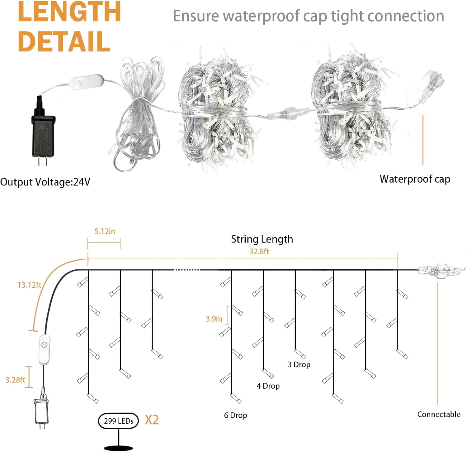 Smart Christmas Icicle Lights,66 FT 598 LED RGB Outdoor Icicle Light for 2 Pack, APP,Music Sync,Timer for Home Holiday Eaves Yard Party Decoration