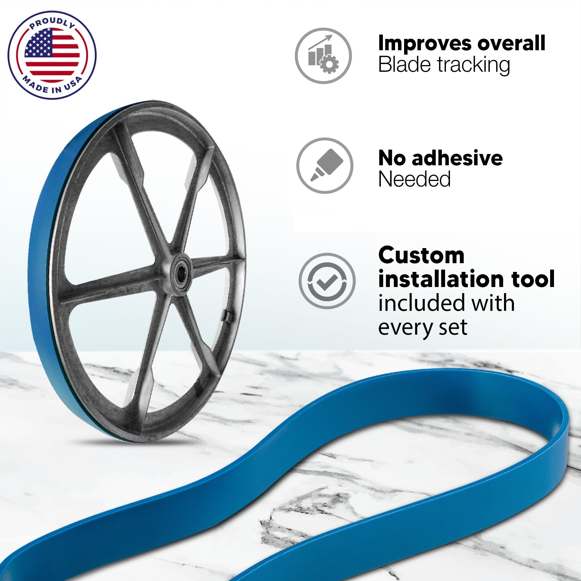 DNLK Urethane Band Saw Tires – Set Of 3 For RTC BDS-360S, Includes Installation Tool & Instructions (Made In USA)
