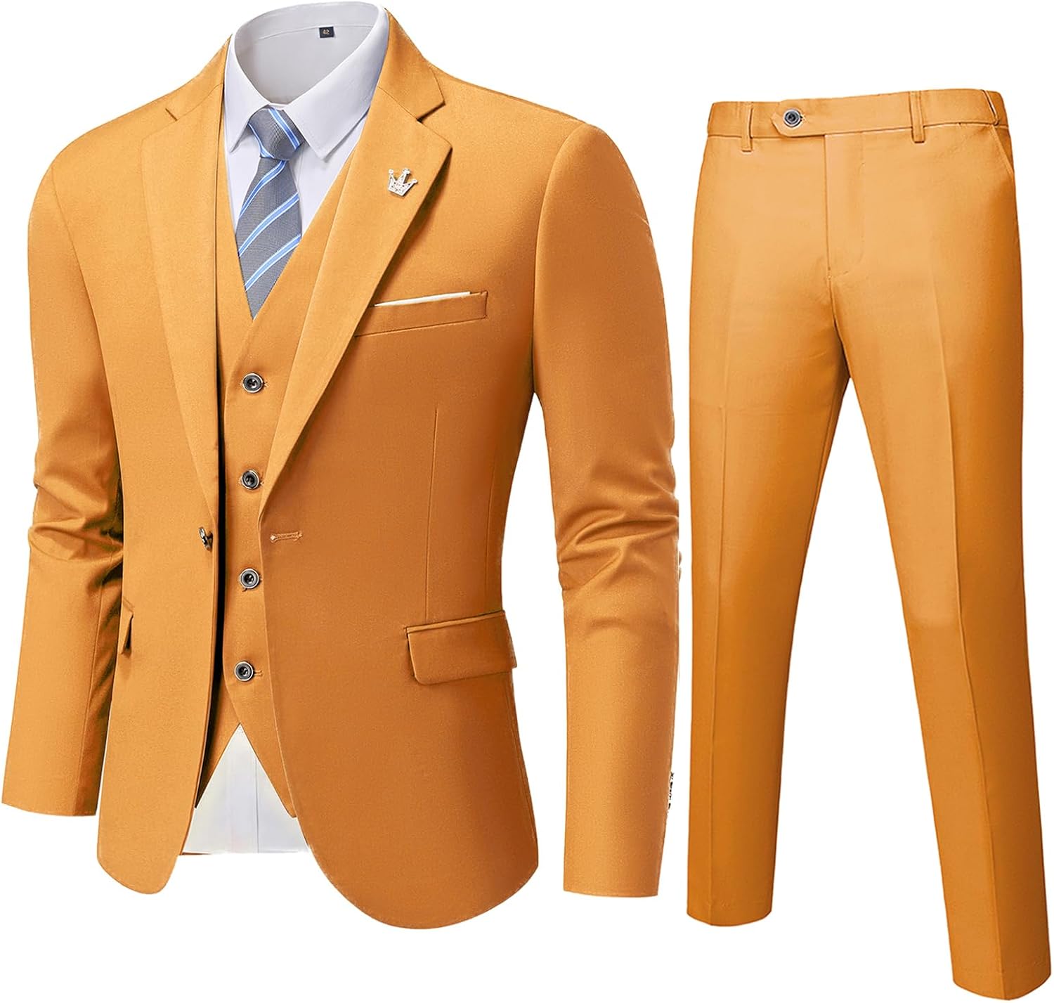 MY'S Men's 3 Piece Slim Fit Suit Set, One Button Solid Jacket Vest Pants... - Picture 31 of 138